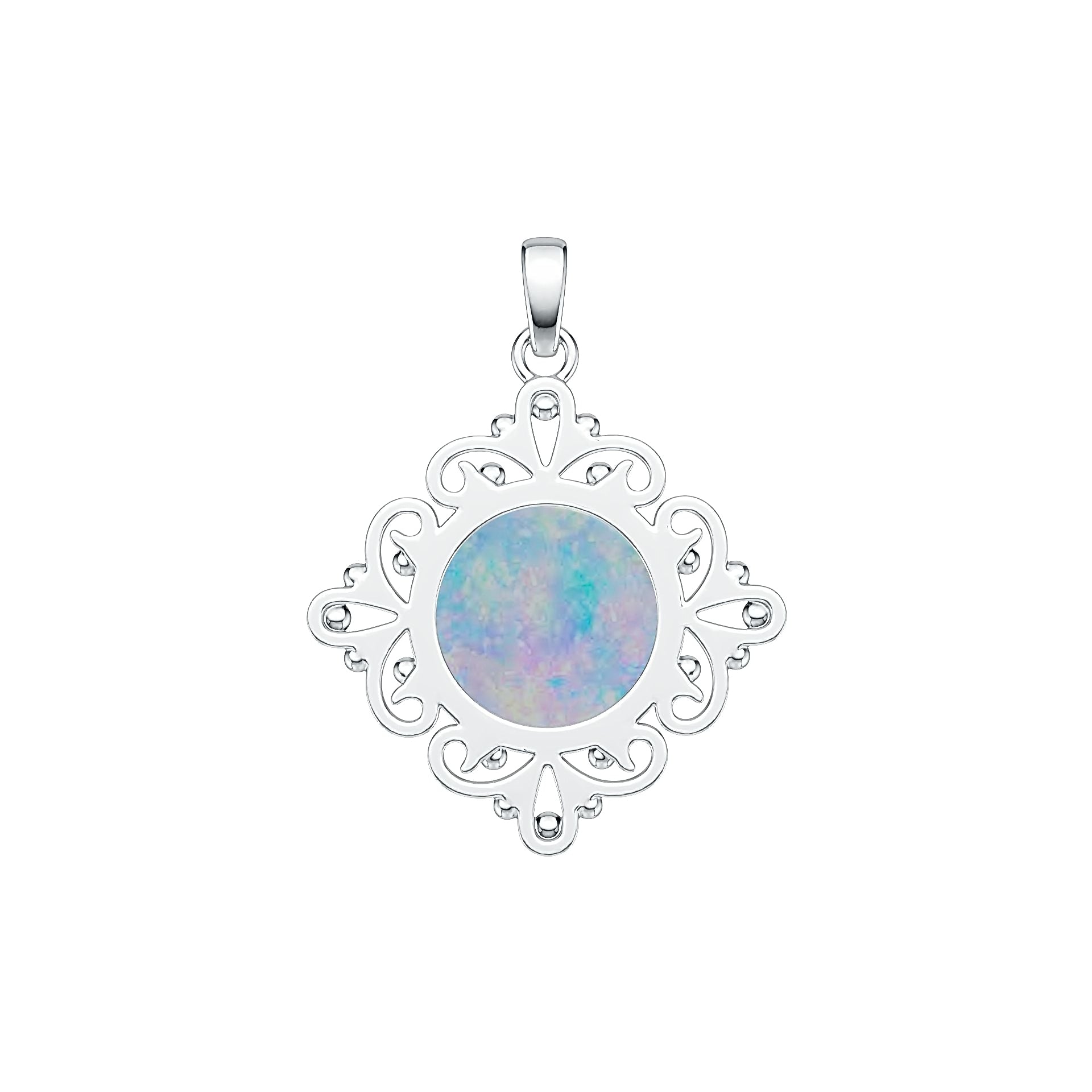 Sterling Silver Semi Mount Pendant Setting Round RD 15x15mm DHJ