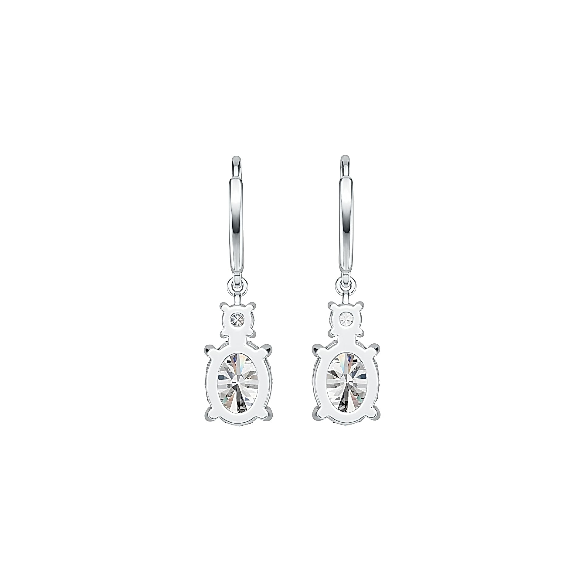 Sterling Silver Semi Mount Earrings Setting Oval OV 9X7mm RD 3.5x3.5mm DHJ