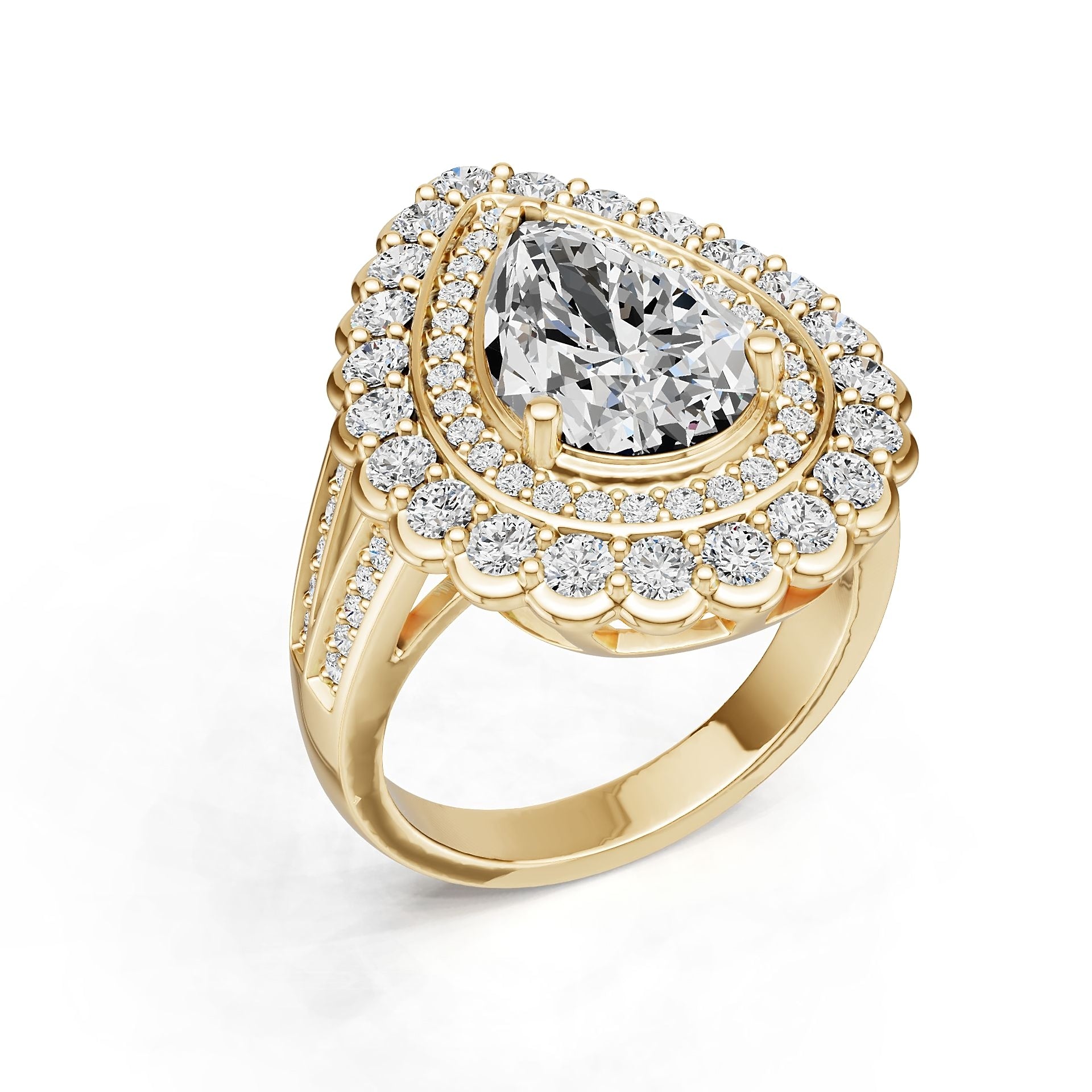 14K Gold Semi Mount Ring Setting Pear Pe 13x9mm Diamond Accent Syz Jewelry