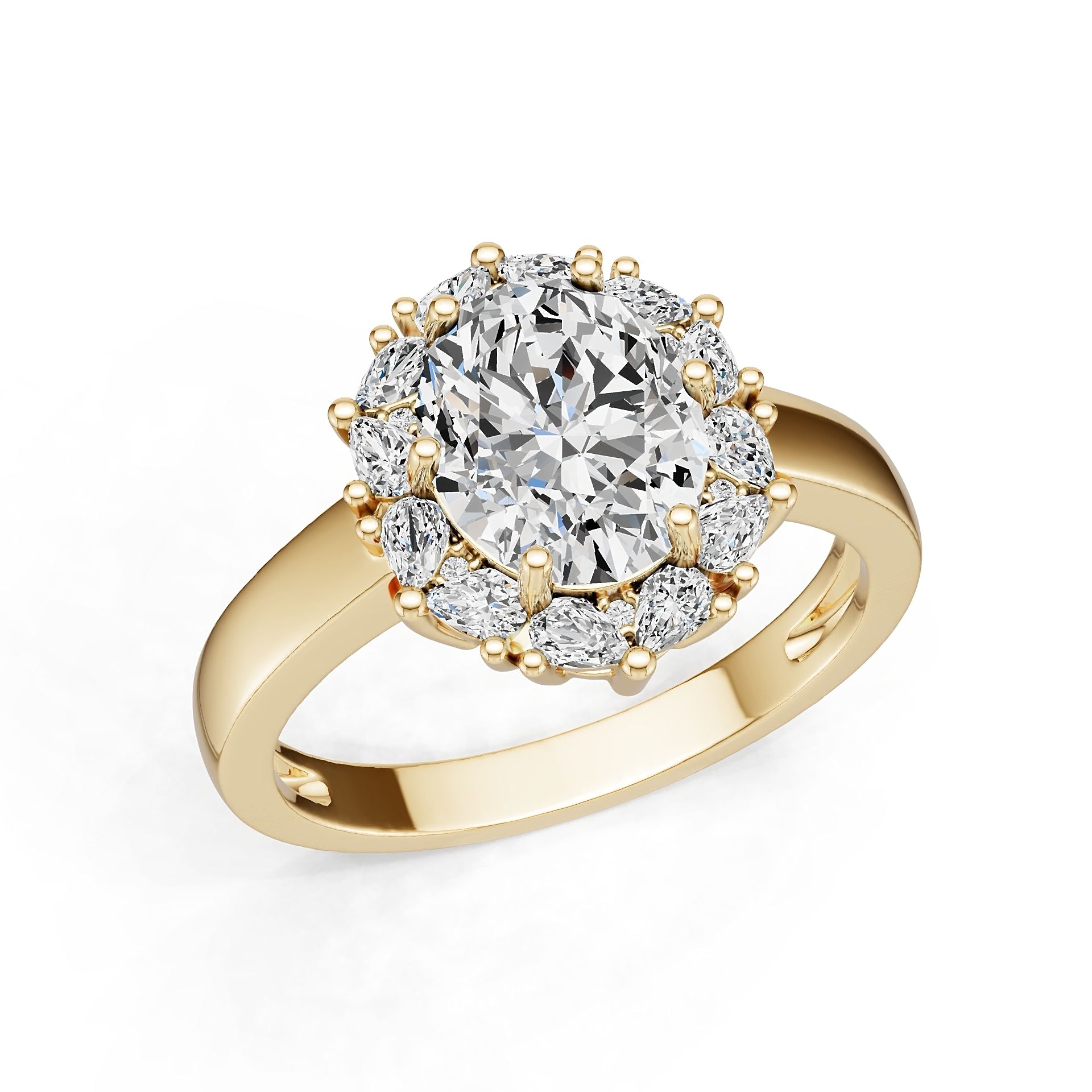 14K Gold Semi Mount Ring Setting Oval Ov 10x8mm Diamond Accent Syz Jewelry