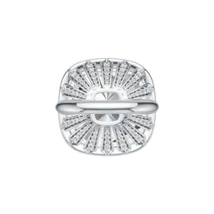 Platinum Semi Mount Ring Setting Cushion CU 18X18mm Halo Diamond Accent DHJ