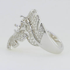 14K Gold Semi Mount Ring Setting Oval OV 8X6mm with Diamond Accent Syzjewelry