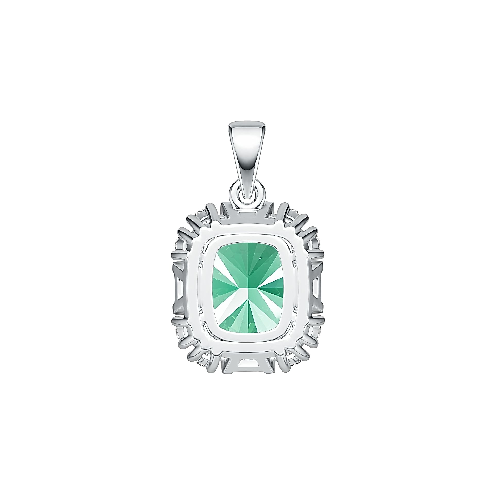 Platinum Semi Mount Pendant Setting Cushion CU 12X10mm Diamond Accent DHJ