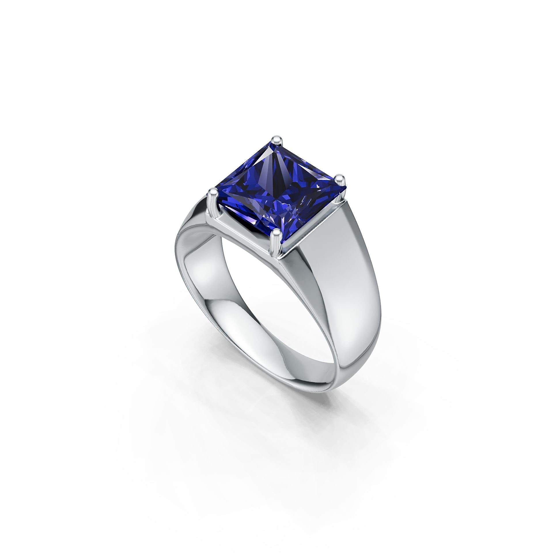 Men's Sterling Silver Semi Mount Ring Setting Asscher SQ 10x10mm Syzjewelry
