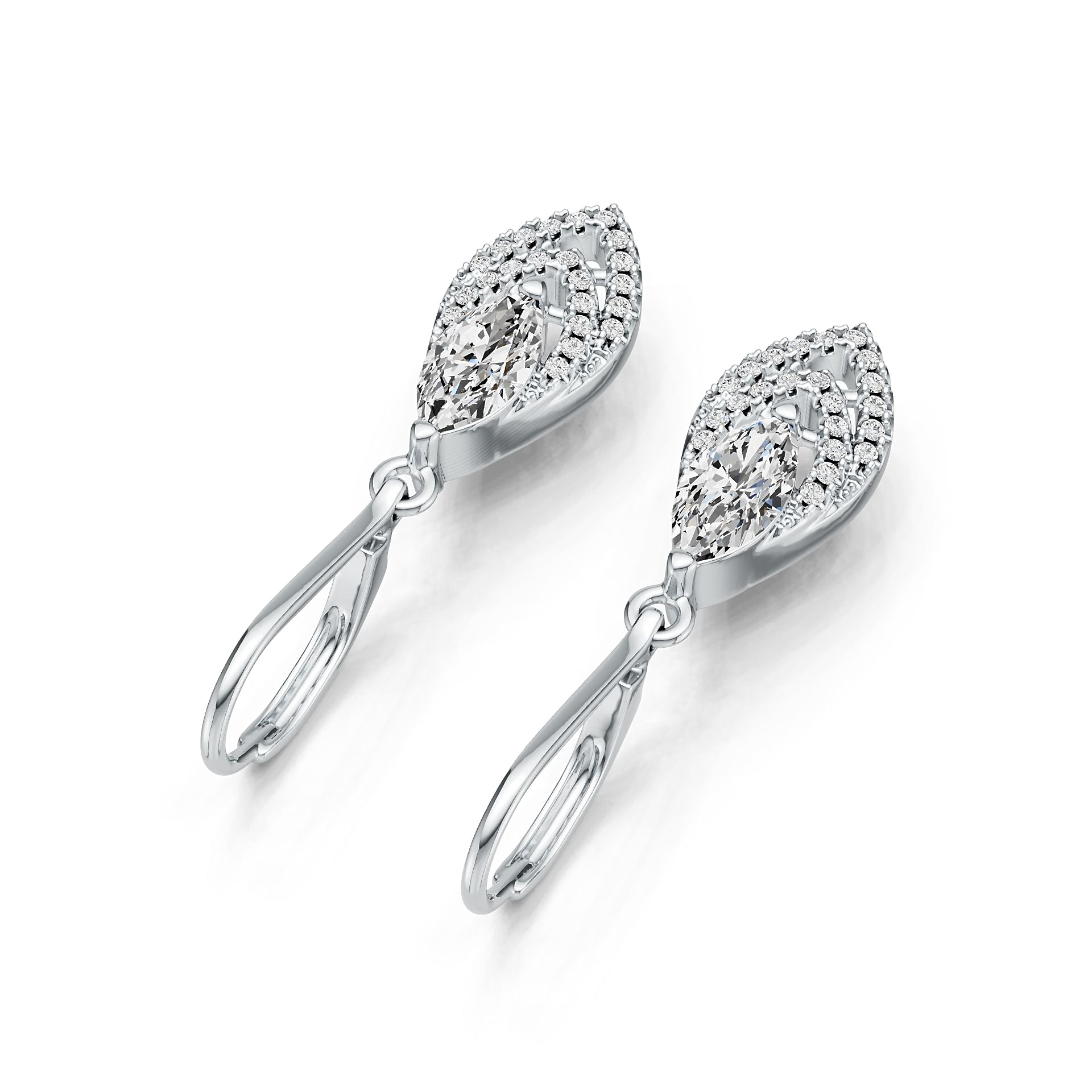 Platinum Semi Mount Earrings Setting Marquise MQ 8X4mm Diamond Accent DHJ