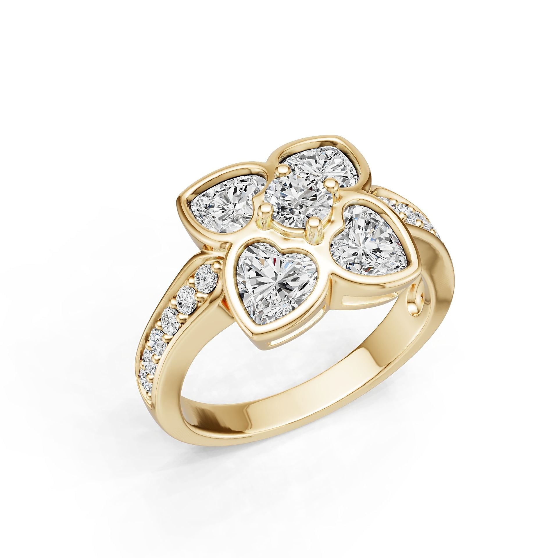 14K Gold Semi Mount Ring Setting Heart He 5x5mm Diamond Accent Syz Jewelry