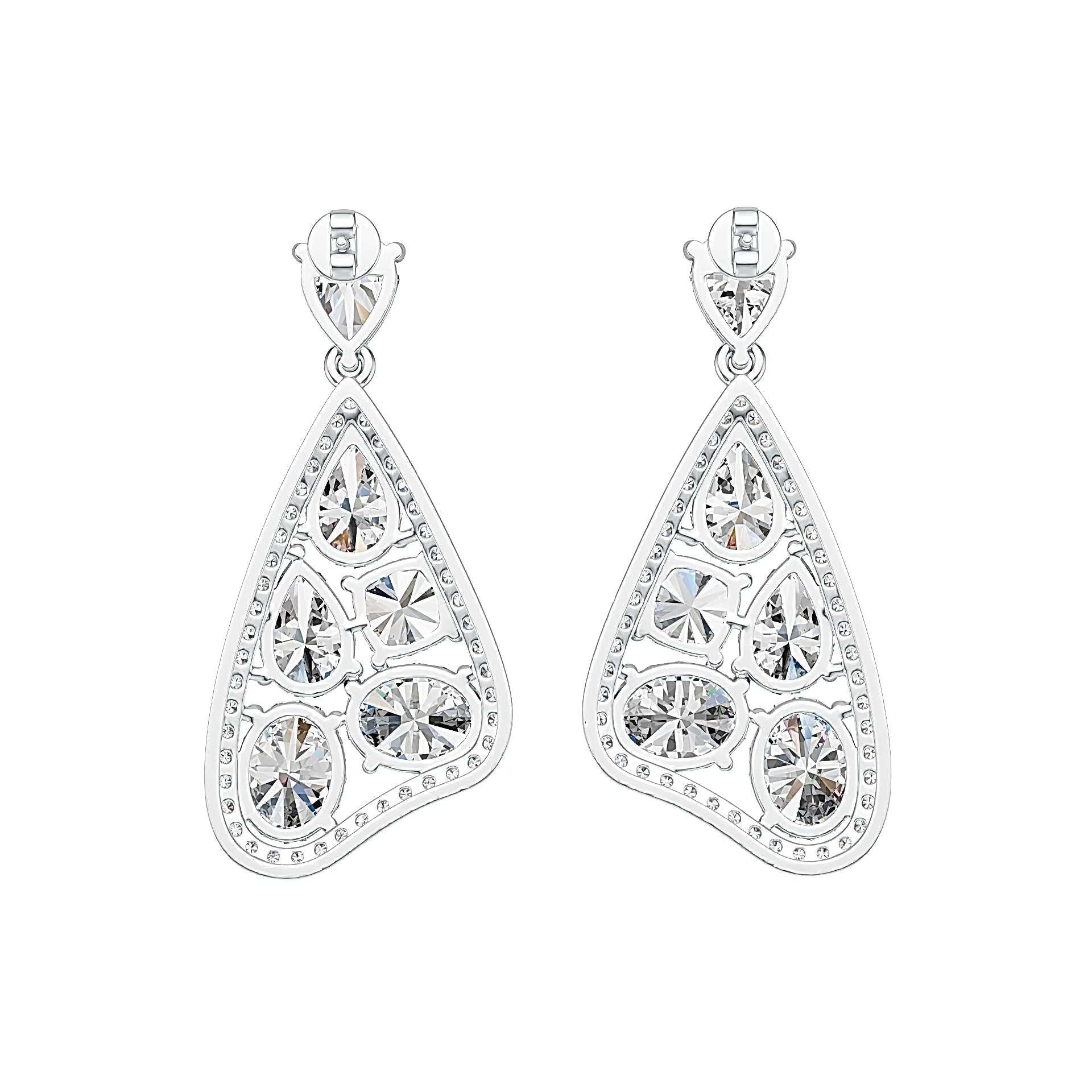 Platinum Semi Mount Earrings Setting PE 9X6mm PE 8X5mm OV 9X7mm CU 6X6mm Diamond Accent DHJ