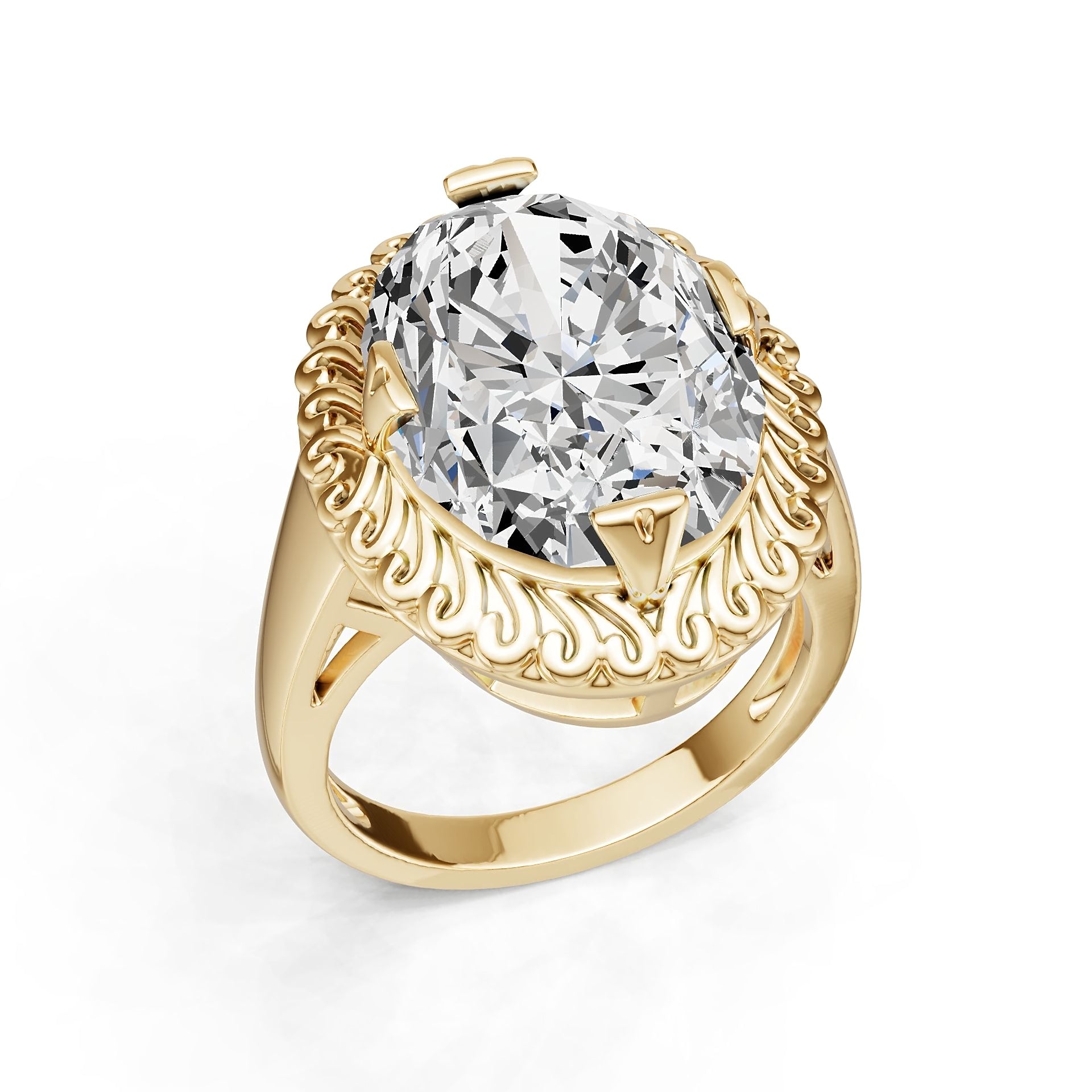 Platinum Semi Mount Ring Setting Oval Ov 17x13mm Diamond Accent Syz Jewelry