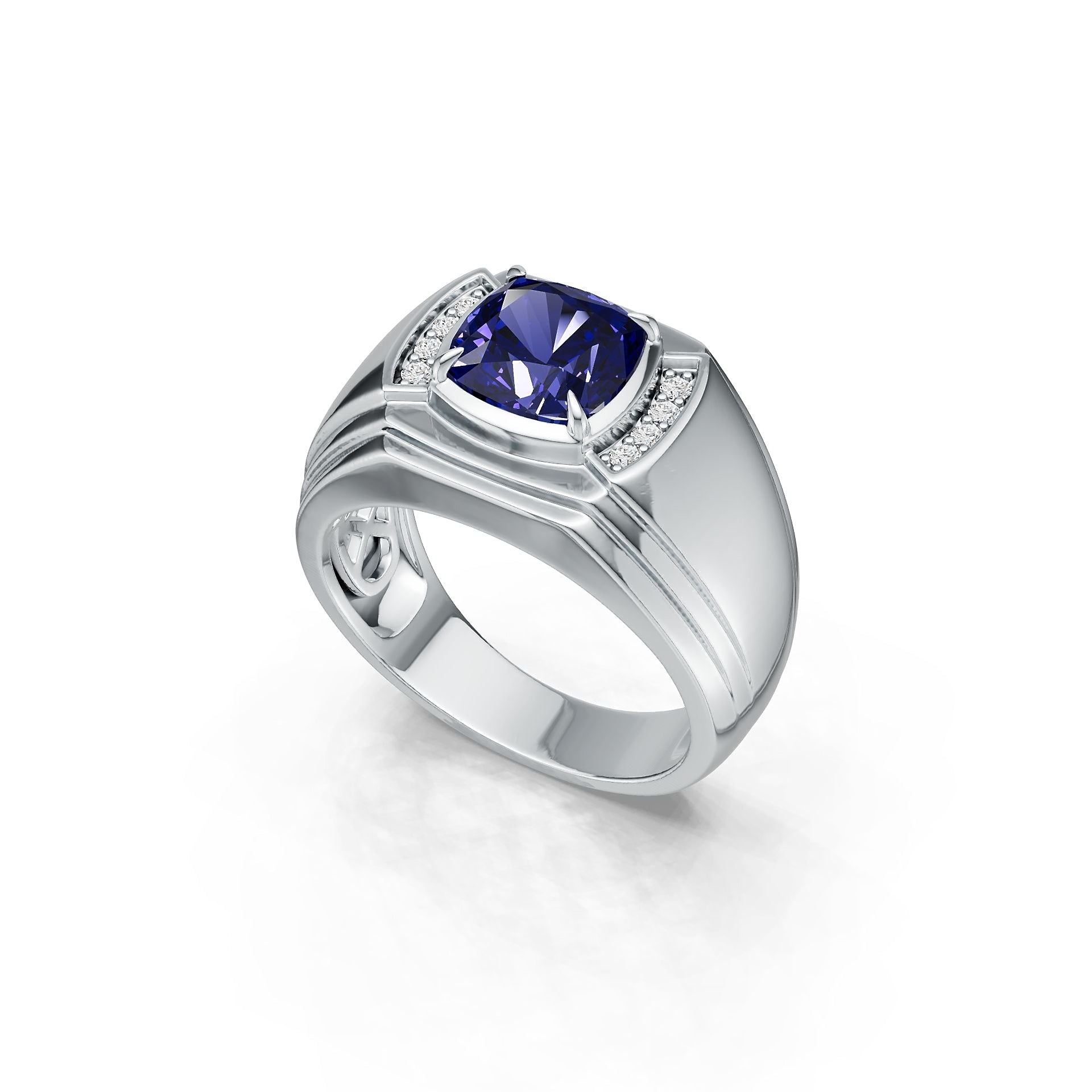Men's Sterling Silver Semi Mount Ring Setting Cushion CU 8X8mm DHJ