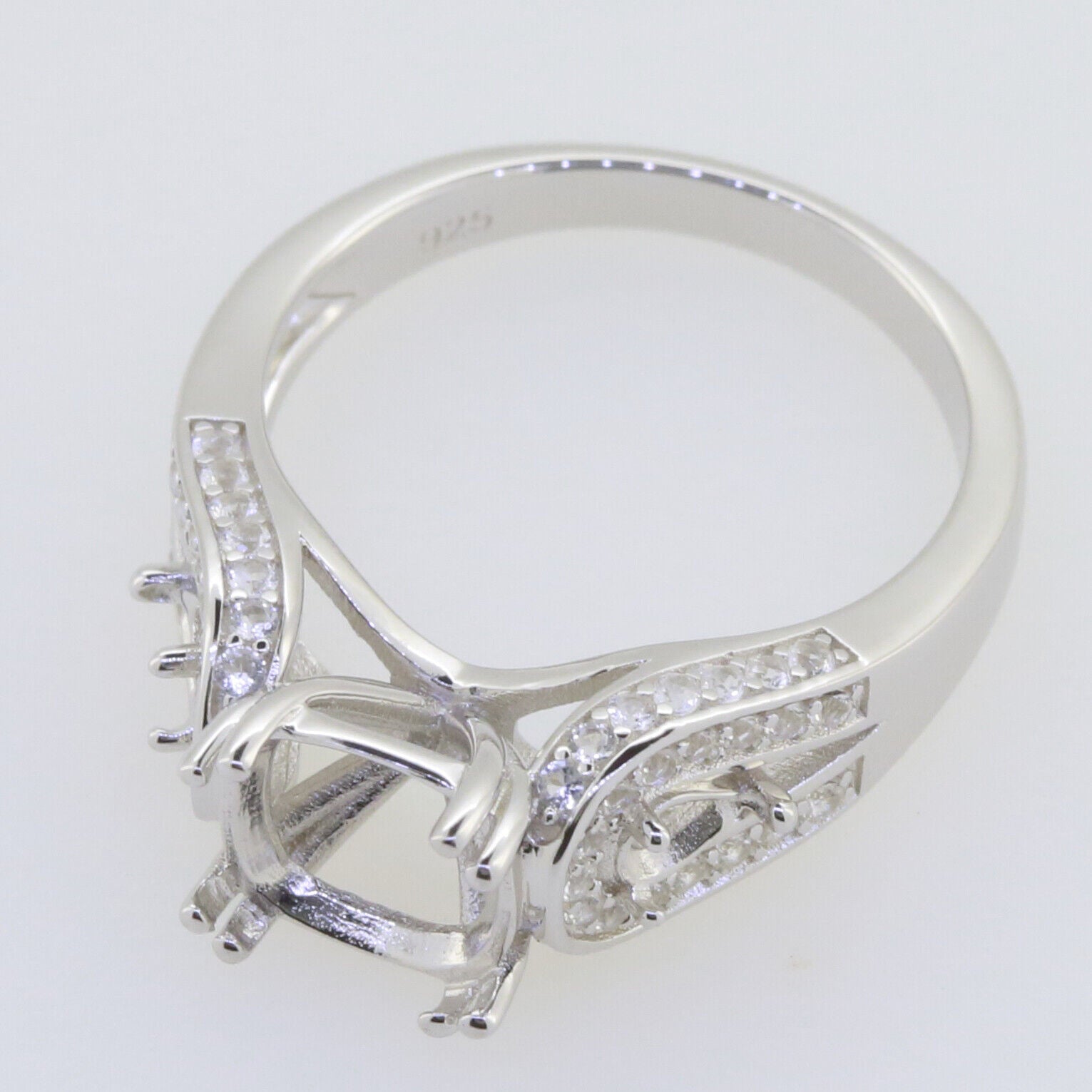 10K Gold Semi Mount Ring Setting Cushion CU 8x8mm Pear PE 4x3mm Moissanite Accent Syzjewelry