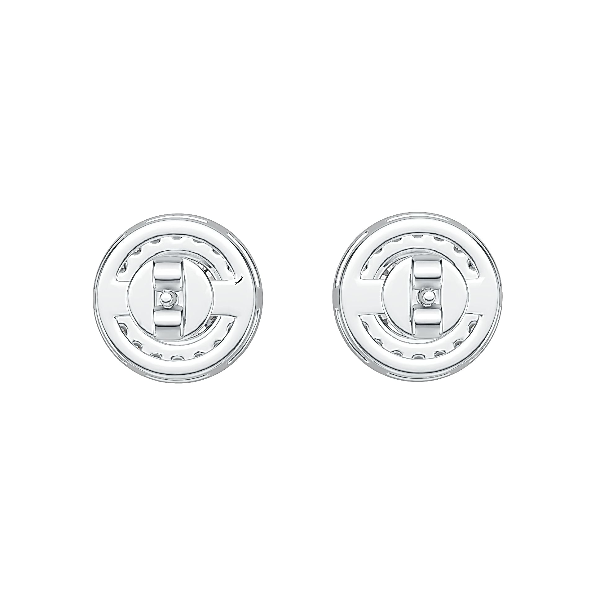 18K Gold Semi Mount Earrings Setting Round RD 6x6mm Halo Stud Diamond Accent DHJ