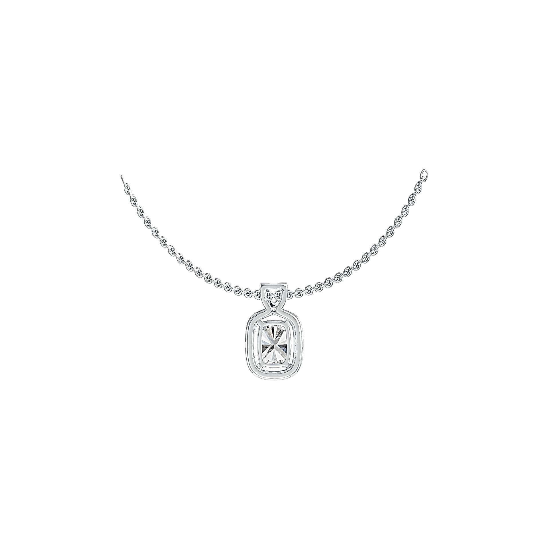 Platinum Semi Mount Pendant Setting Cushion CU 7X5mm Halo Diamond Accent DHJ