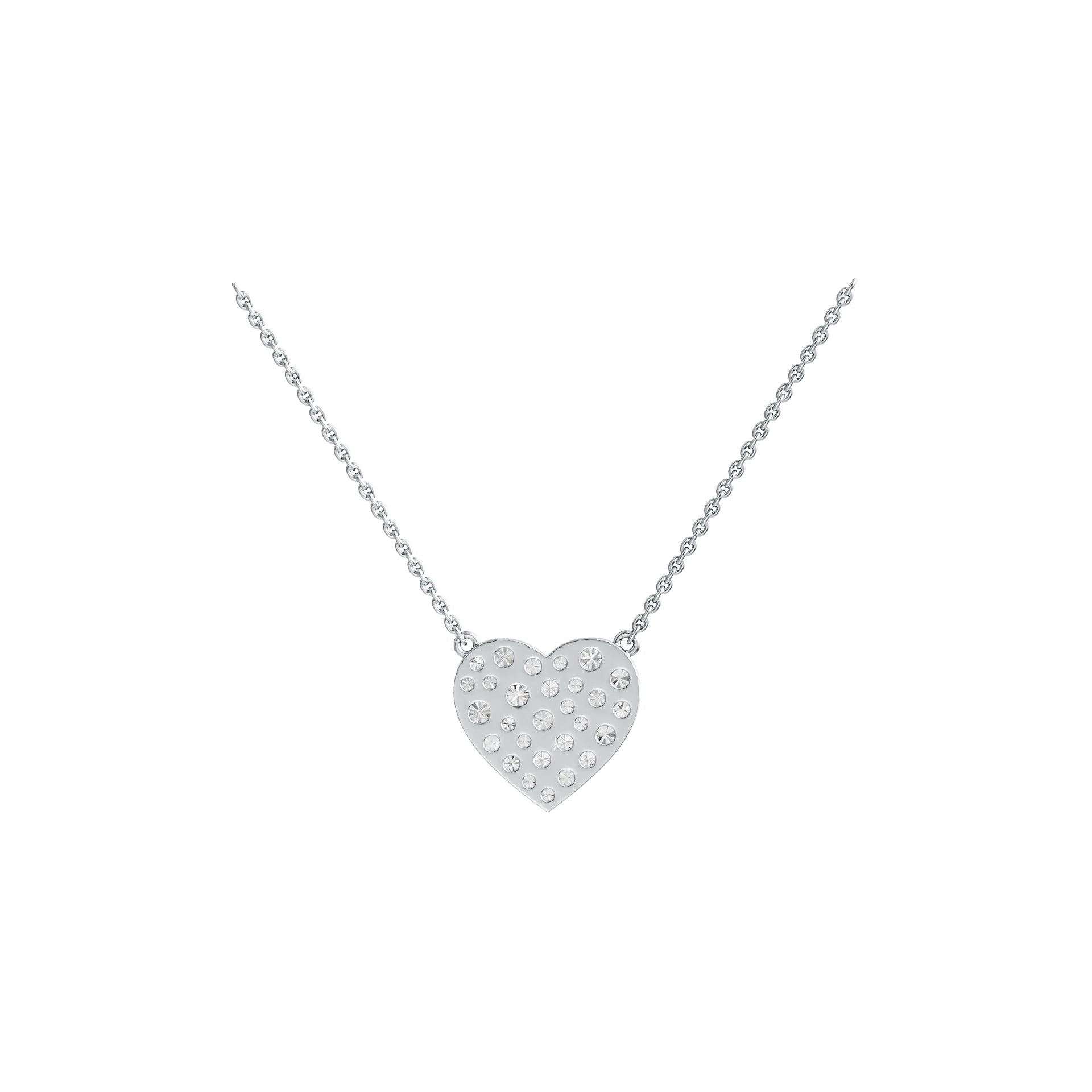18K Gold Pendant Heart-Shaped with White Topaz or Moissanite Diamond Accent DHJ
