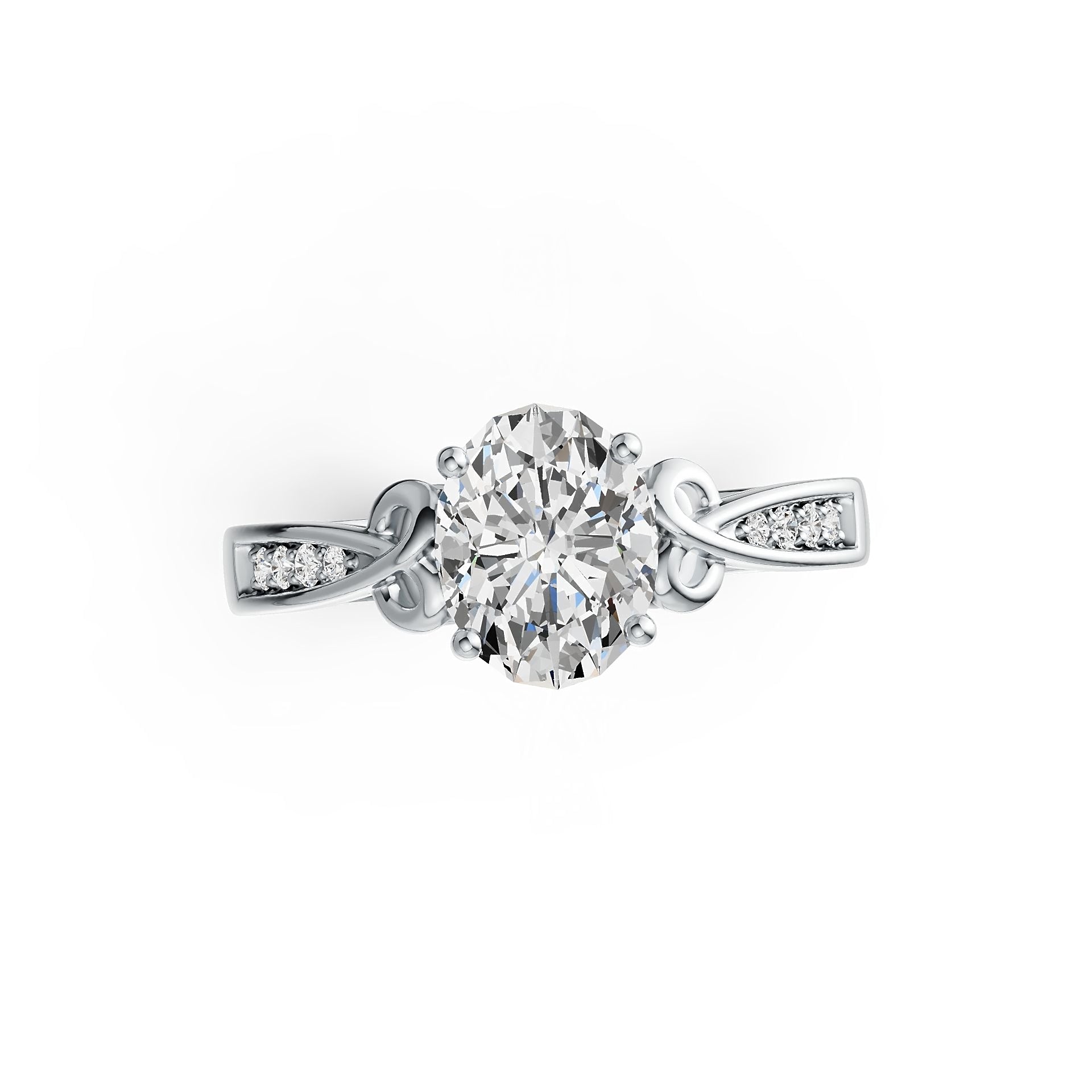 18K Gold Semi Mount Ring Setting Oval OV 9X7mm Solitaire with White Topaz Diamond Accent DHJ
