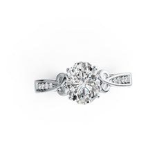 18K Gold Semi Mount Ring Setting Oval OV 9X7mm Solitaire with White Topaz Diamond Accent DHJ