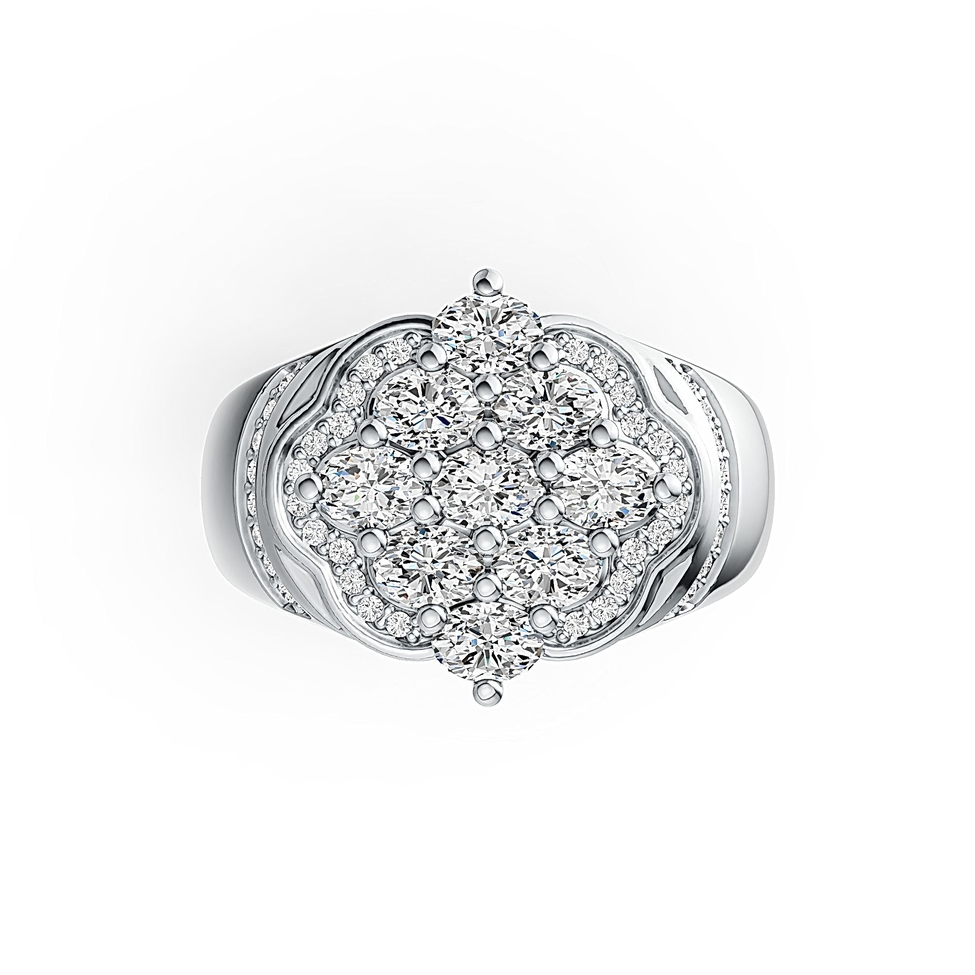 Platinum Semi Mount Ring Setting Oval OV 4X3mm with Diamond Accent DHJ