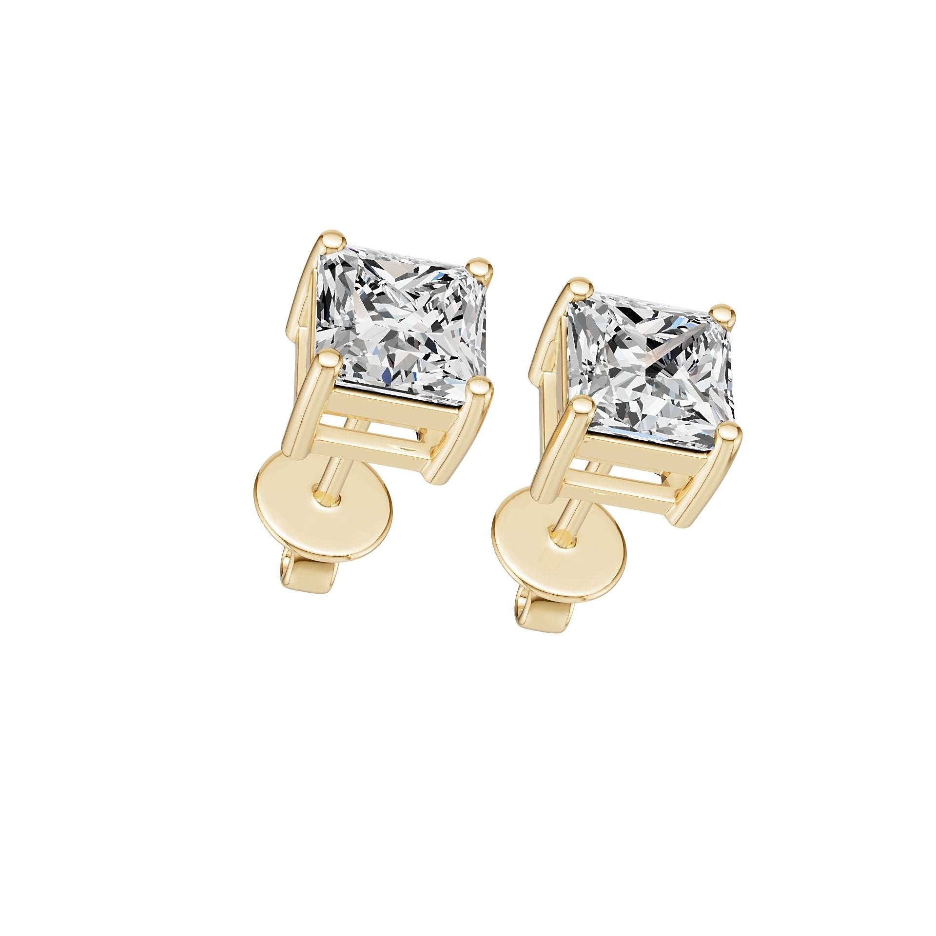 14K Gold Semi Mount Earrings Setting Princess Pr 6x6mm Syz Jewelry