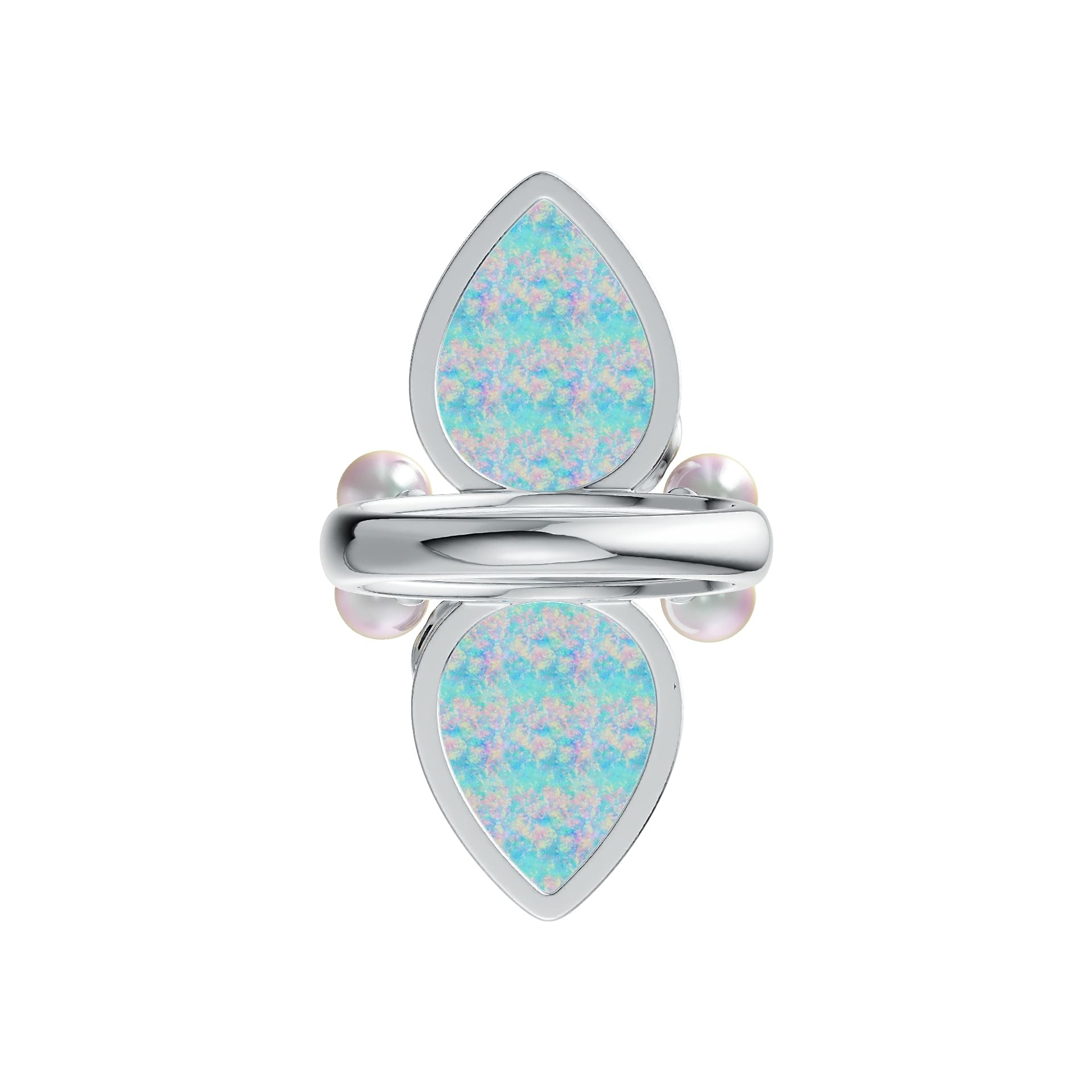 Sterling Silver Semi Mount Ring Setting Pear PE 17X13mm RD 5X5mm DHJ