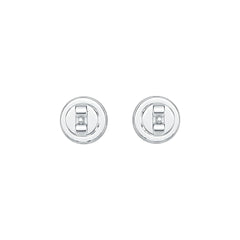 Platinum Semi Mount Earrings Setting Round RD 4x4mm Stud Halo Diamond Accent DHJ