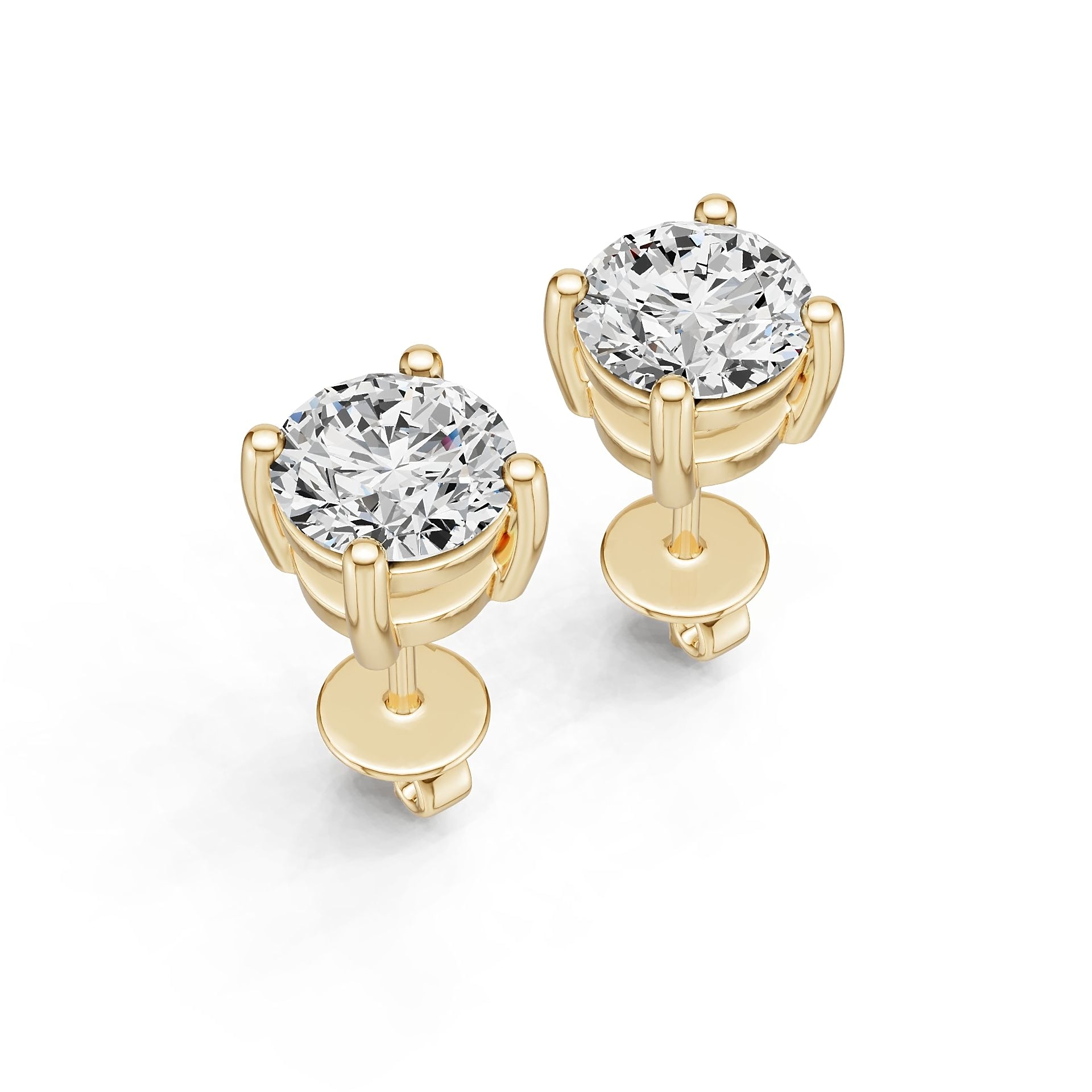18K Gold Semi Mount Earrings Setting Round Ro 6x6mm Diamond Accent Syz Jewelry