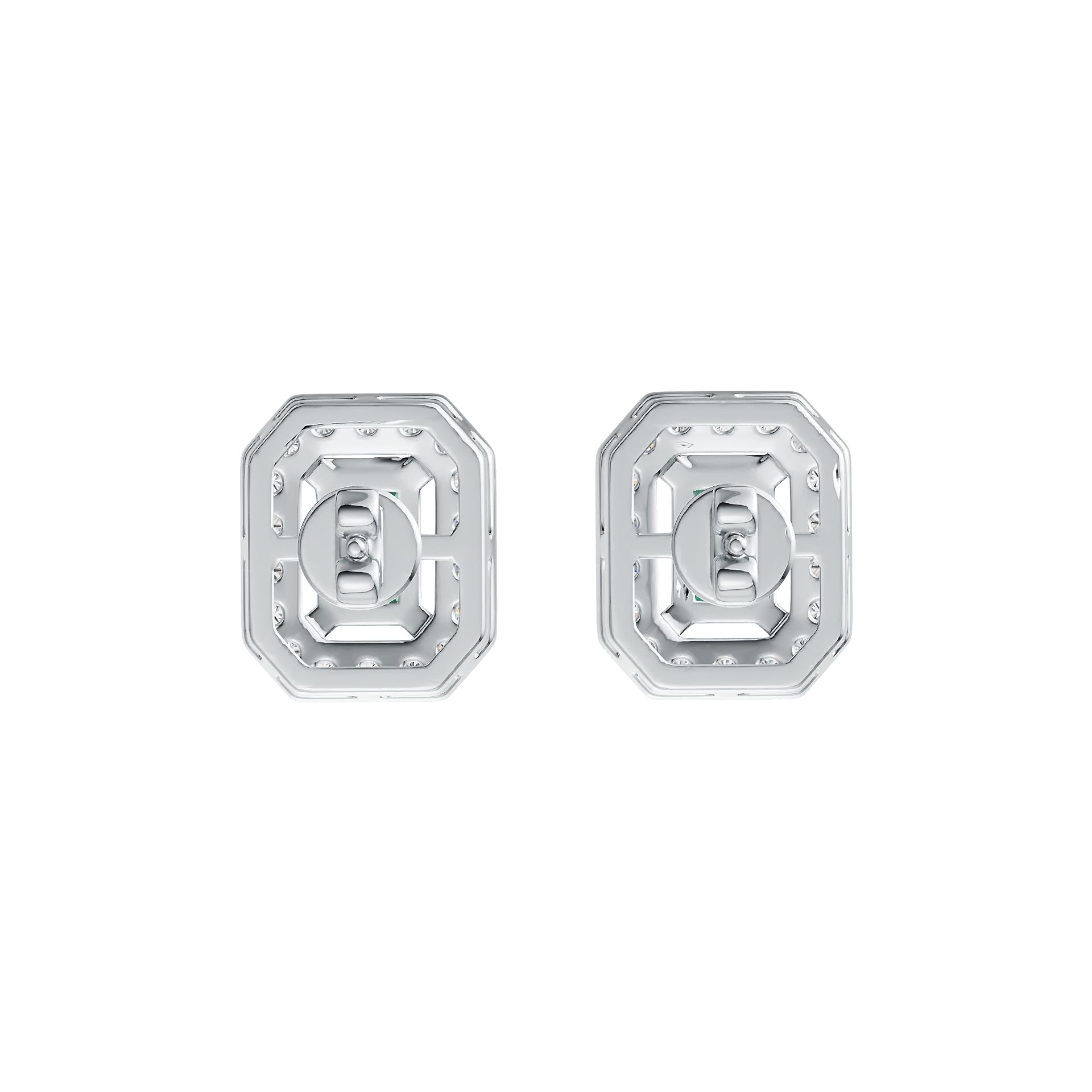 10K Gold Semi Mount Earrings Setting Emerald OCT 6X4mm Halo Moissanite Accent DHJ