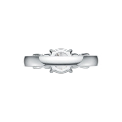 Platinum Semi Mount Ring Setting Round RD 8x8mm OV 6x4mm 3-Stone Ring DHJ