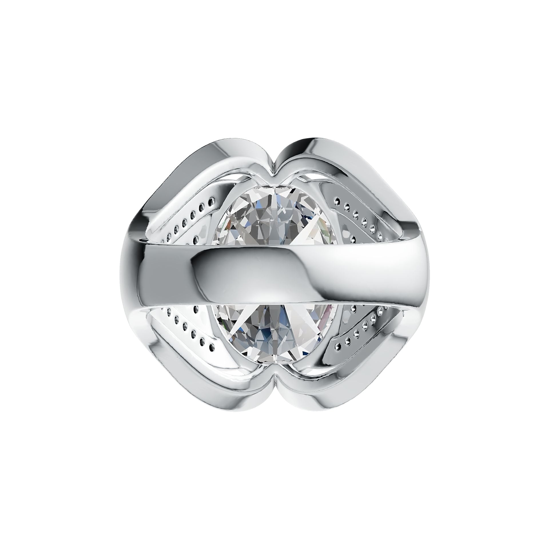 10K Gold Semi Mount Ring Setting Oval OV 16X12mm with Split Shank Moissanite Accent DHJ