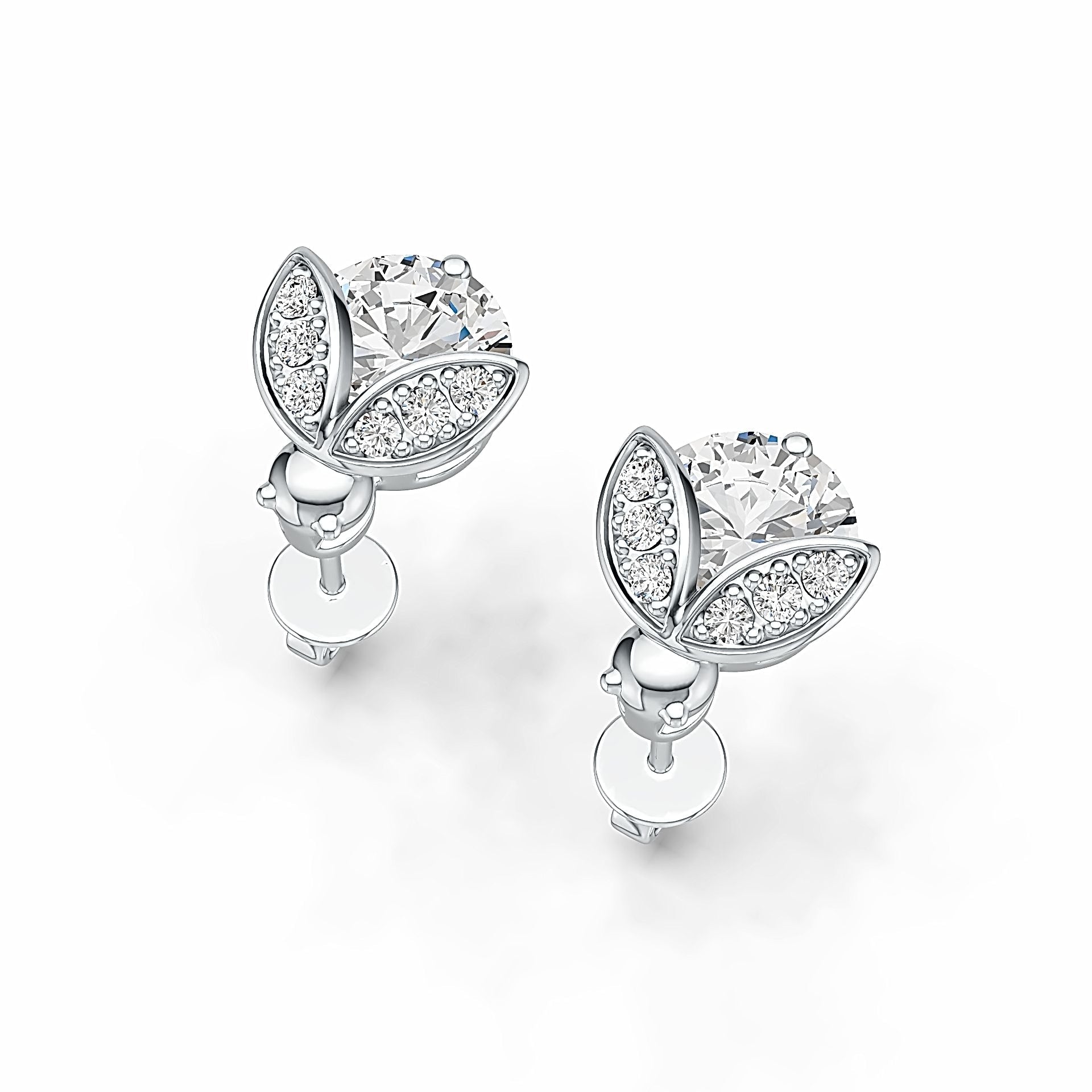 10K Gold Semi Mount Earrings Setting Round RD 8x8mm Moissanite Accent DHJ