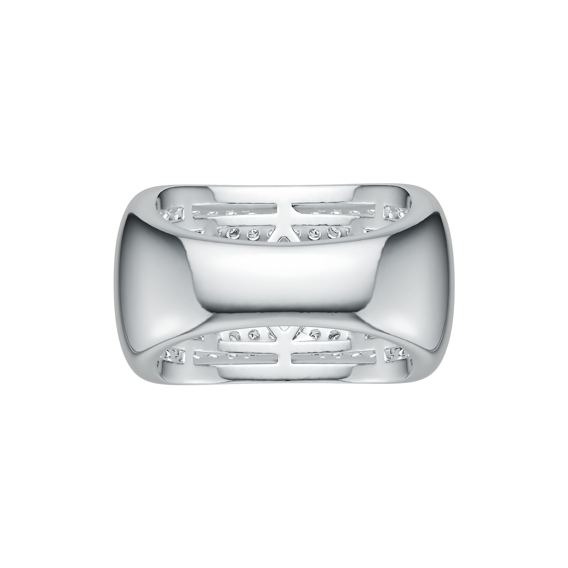 Sterling Silver Dome Pave Ring with White Topaz or Moissanite DHJ