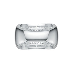 Sterling Silver Dome Pave Ring with White Topaz or Moissanite DHJ