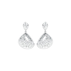 Sterling Silver Cluster Dangling Earrings with White Topaz or Moissanite DHJ