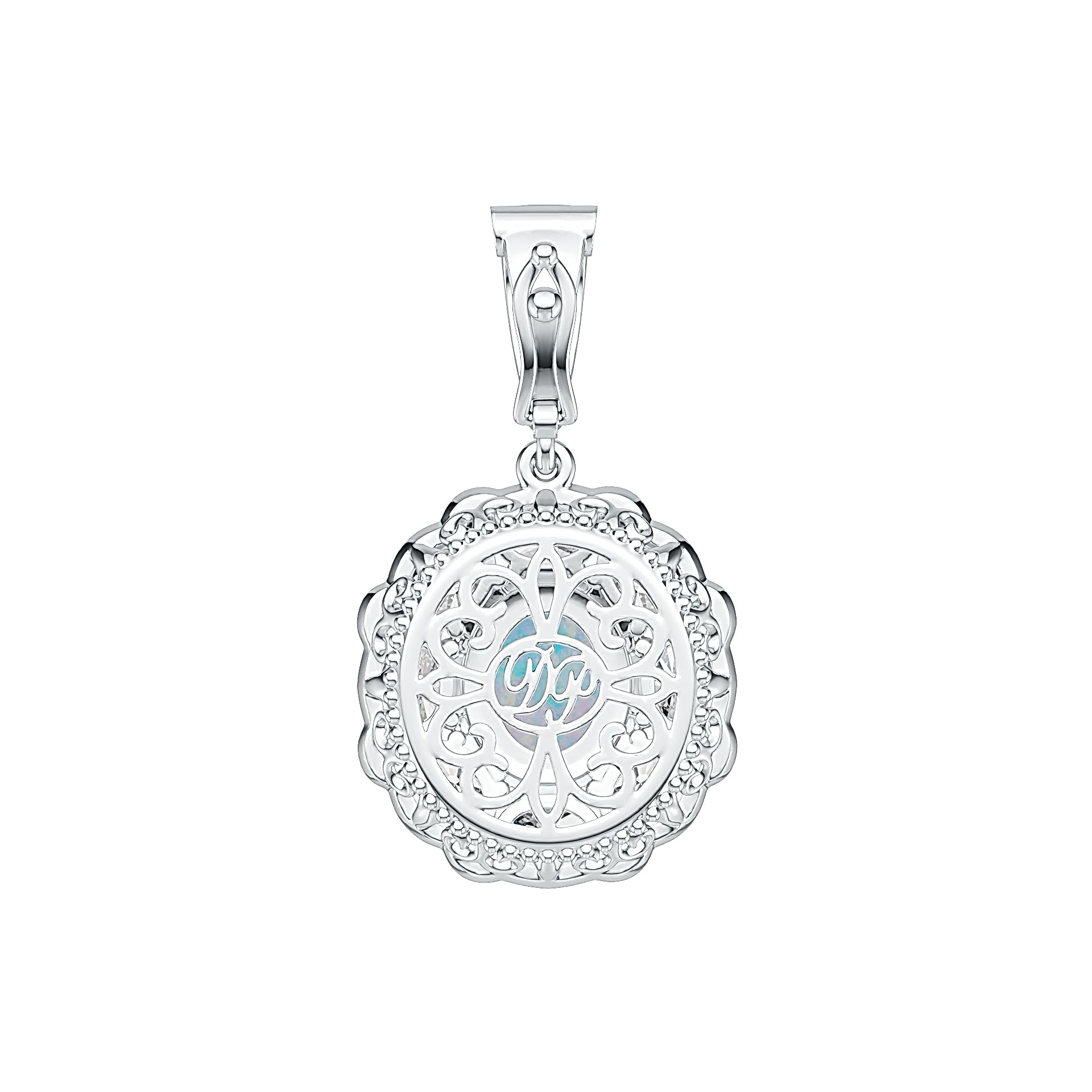 Sterling Silver Semi Mount Pendant Setting Oval OV 10X8mm PE 6x4mm Cabochon Halo Syzjewelry