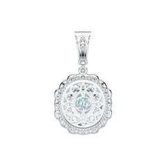 Sterling Silver Semi Mount Pendant Setting Oval OV 10X8mm PE 6x4mm Cabochon Halo Syzjewelry