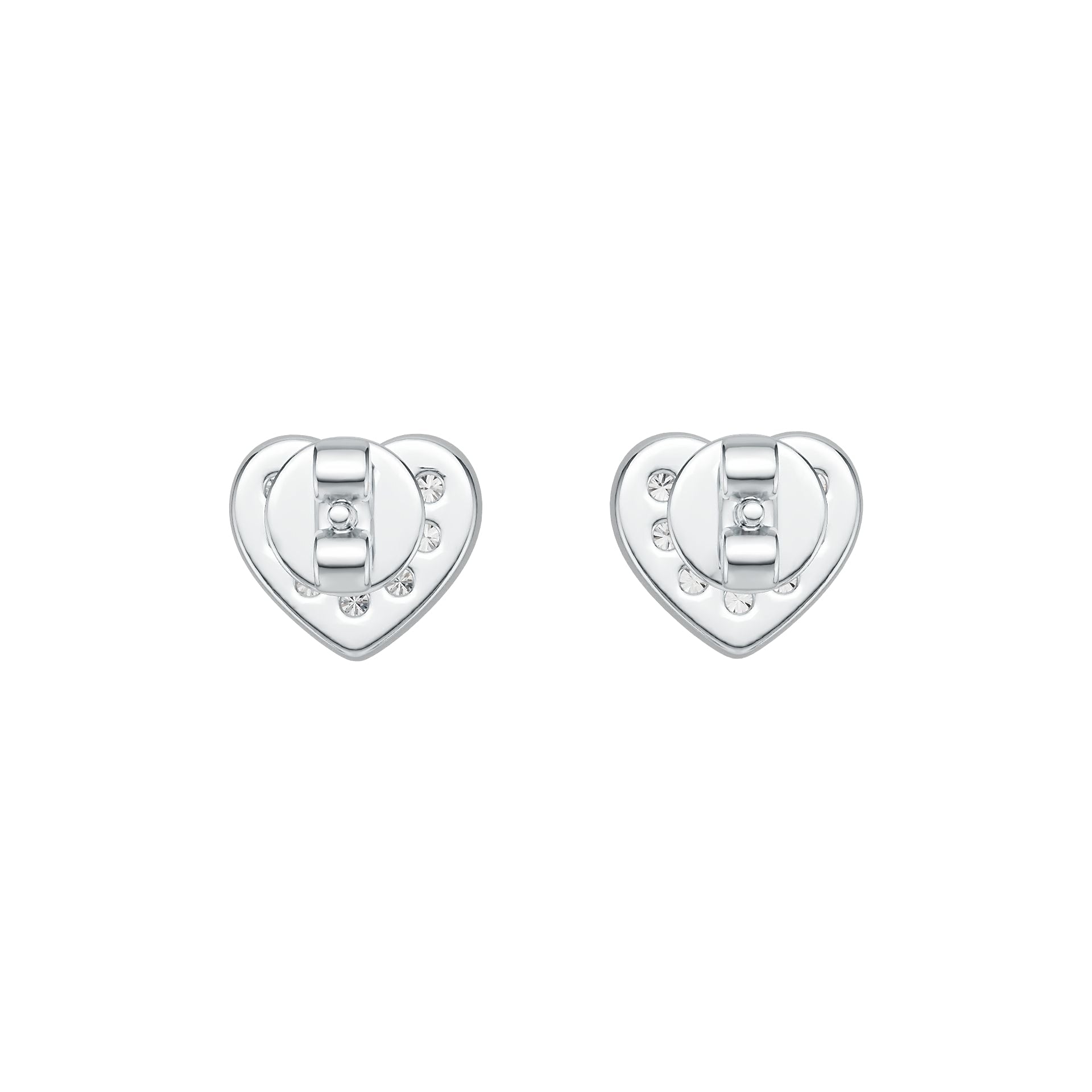 Sterling Silver Earrings with White Topaz or Moissanite Heart Stud DHJ