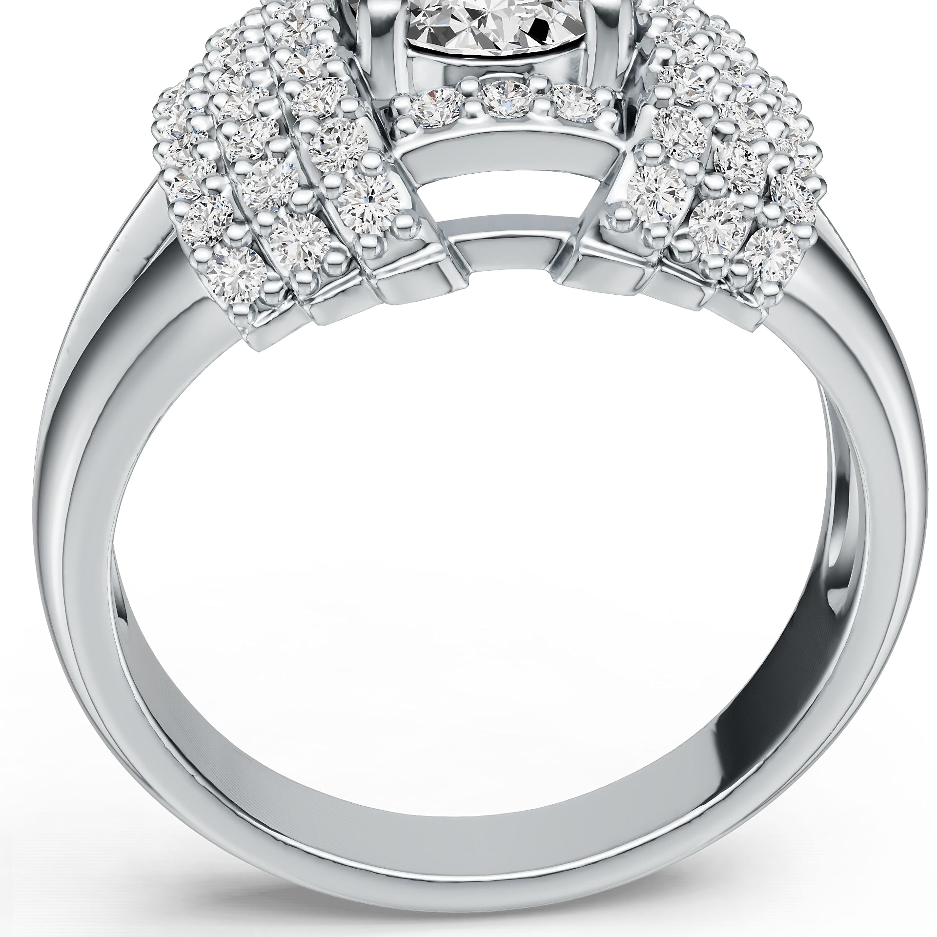 Platinum Semi Mount Ring Setting Oval OV 8X6mm Split Shank Diamond Accent DHJ