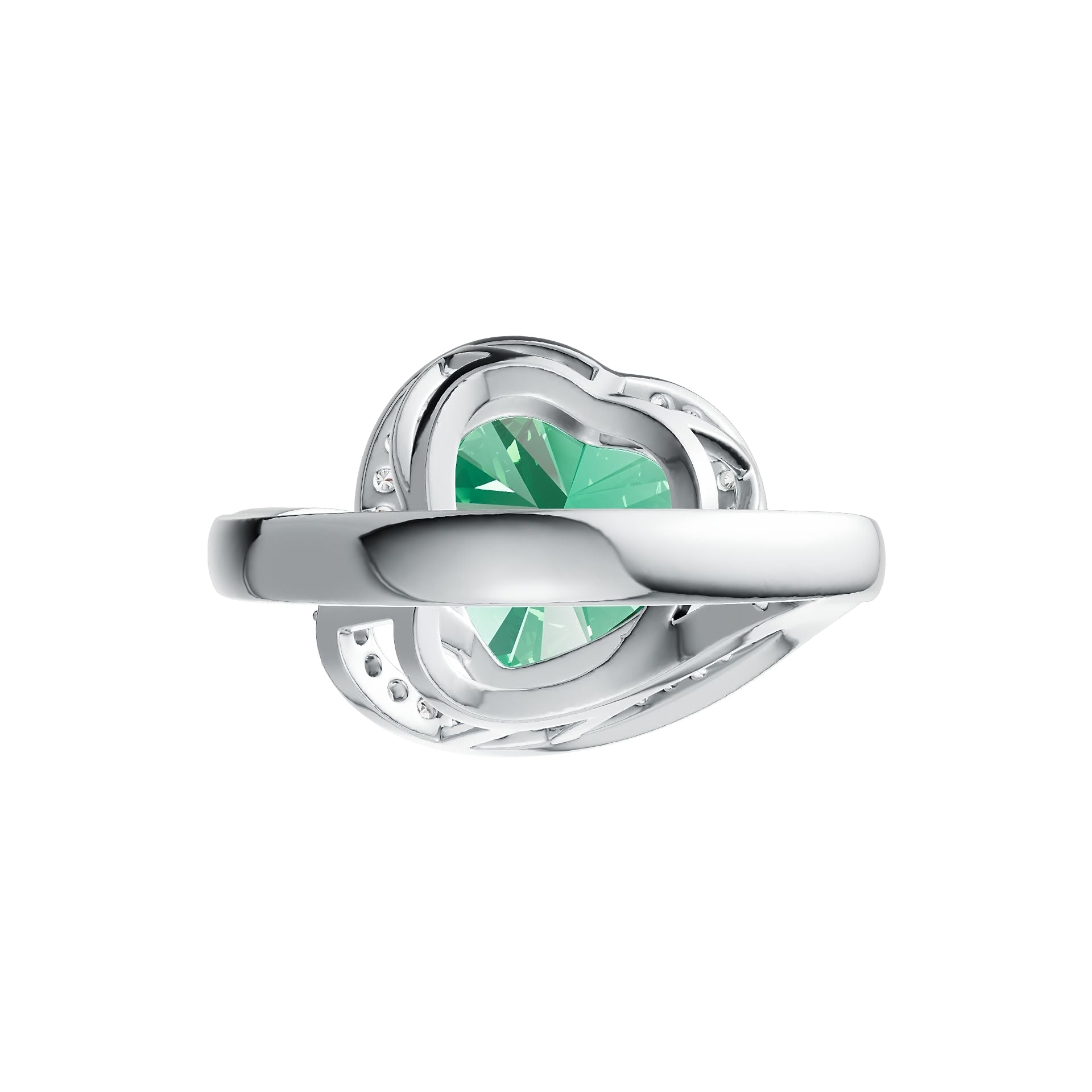 Sterling Silver Semi Mount Ring Setting Heart HT 12X12mm with White Topaz DHJ