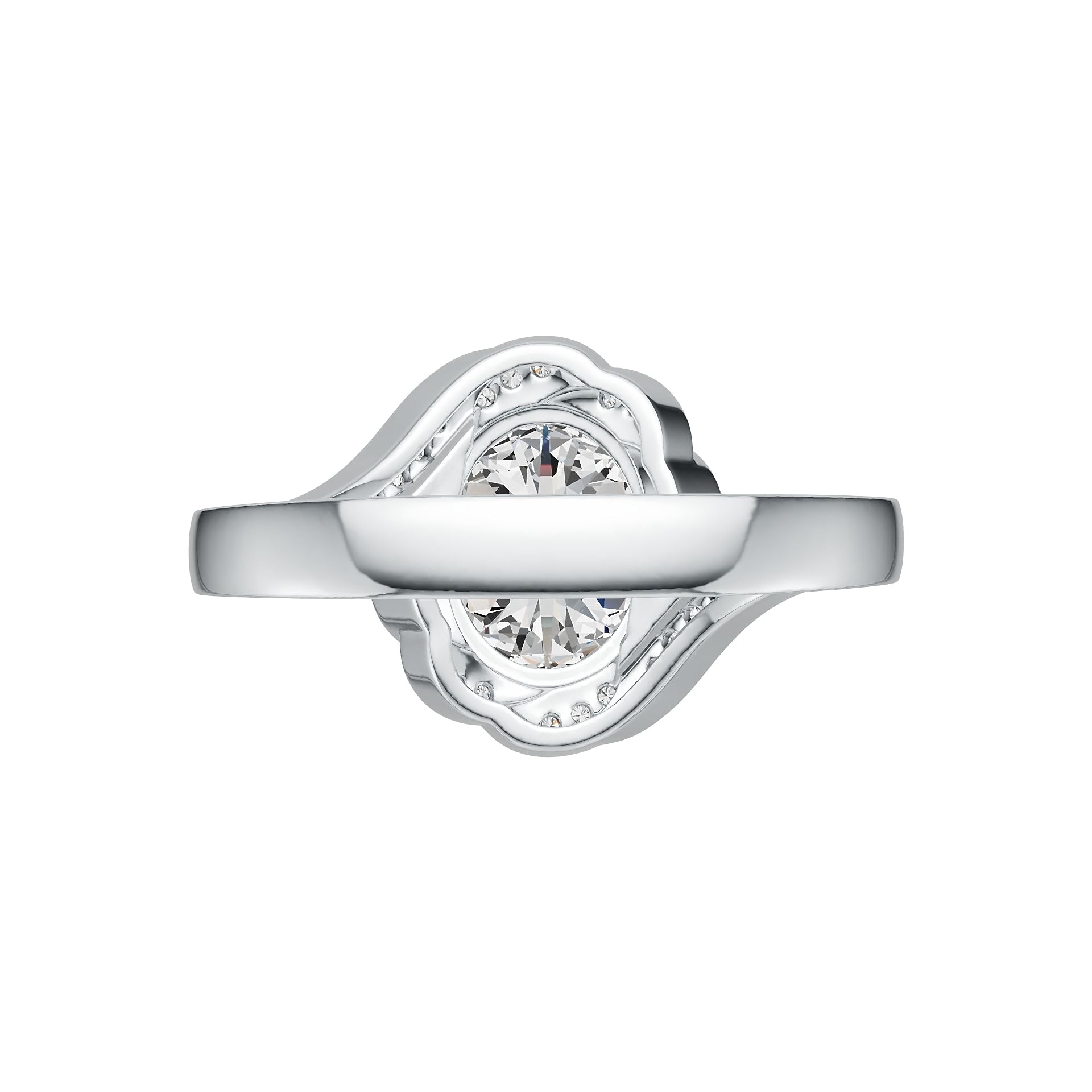 Sterling Silver Semi Mount Ring Setting Oval OV 8X10mm Floral Theme w/ White Topaz DHJ