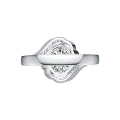 Sterling Silver Semi Mount Ring Setting Oval OV 8X10mm Floral Theme w/ White Topaz DHJ