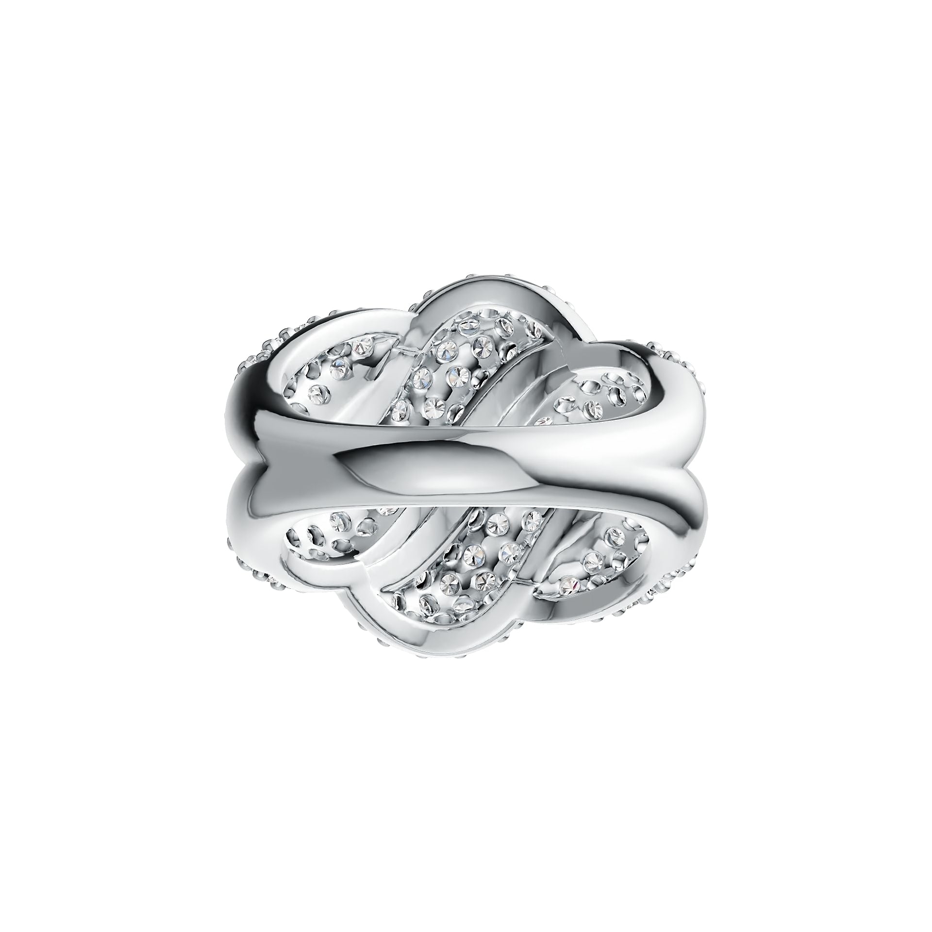 Sterling Silver Multi-Row Wave Ring with White Topaz or Moissanite DHJ