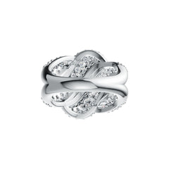 Sterling Silver Multi-Row Wave Ring with White Topaz or Moissanite DHJ