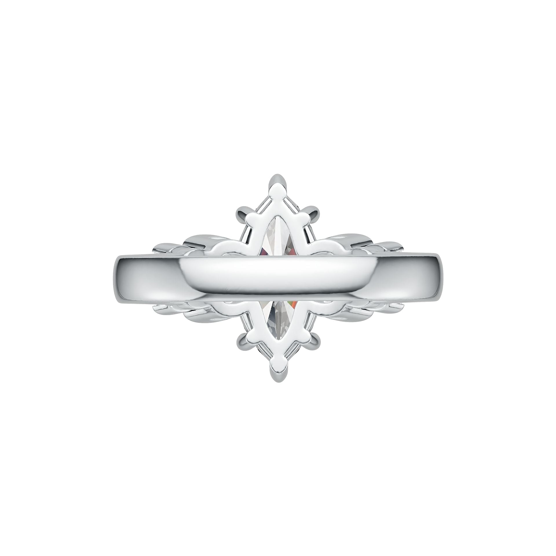 Sterling Silver Semi Mount Ring Setting Marquise MQ 14X7mm BG 5X4mm BG 4X3 DHJ
