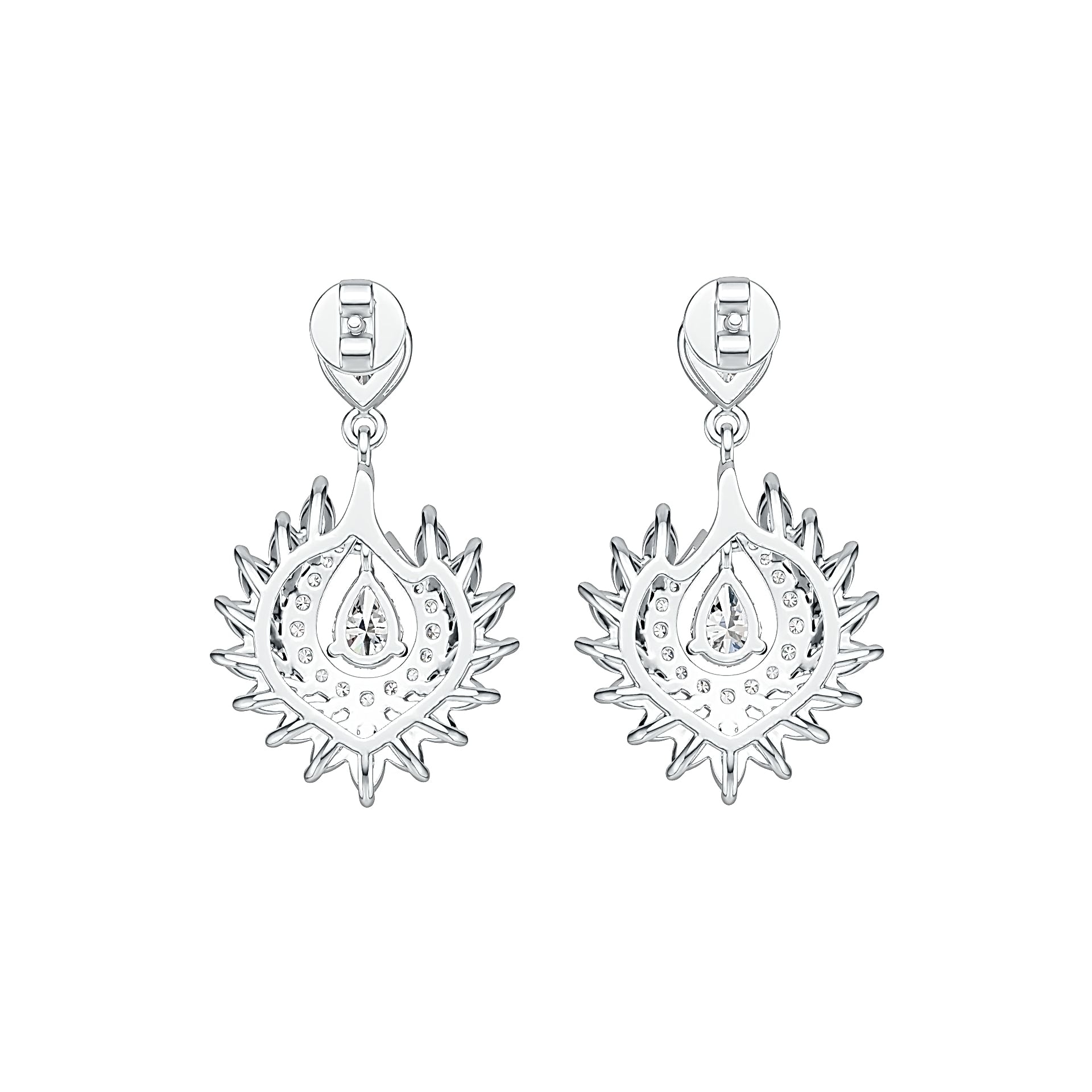 Sterling Silver Semi Mount Earrings Setting Pear PE 6X4mm with White Topaz DHJ