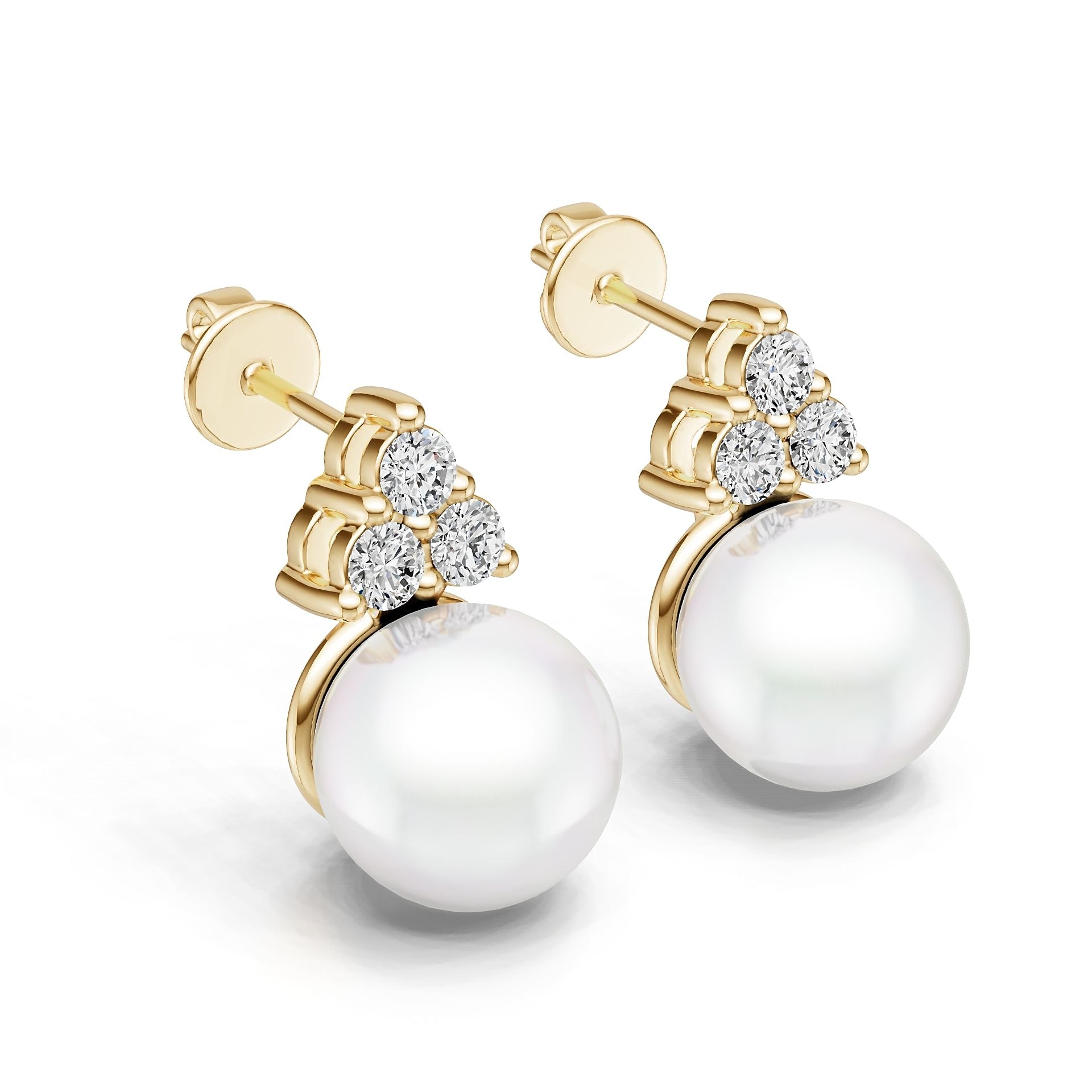 10K Gold Semi Mount Earrings Setting Round Ro 9x9mm Moissanite Accent Syz Jewelry