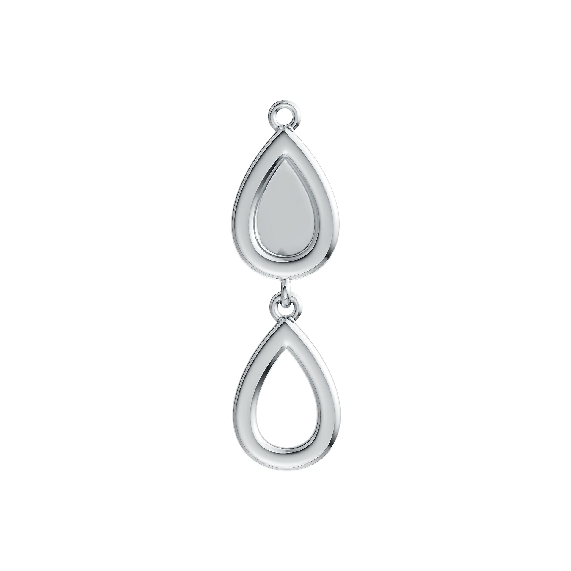 Sterling Silver Pendant Double Pear-Shaped with White Topaz or Moissanite DHJ