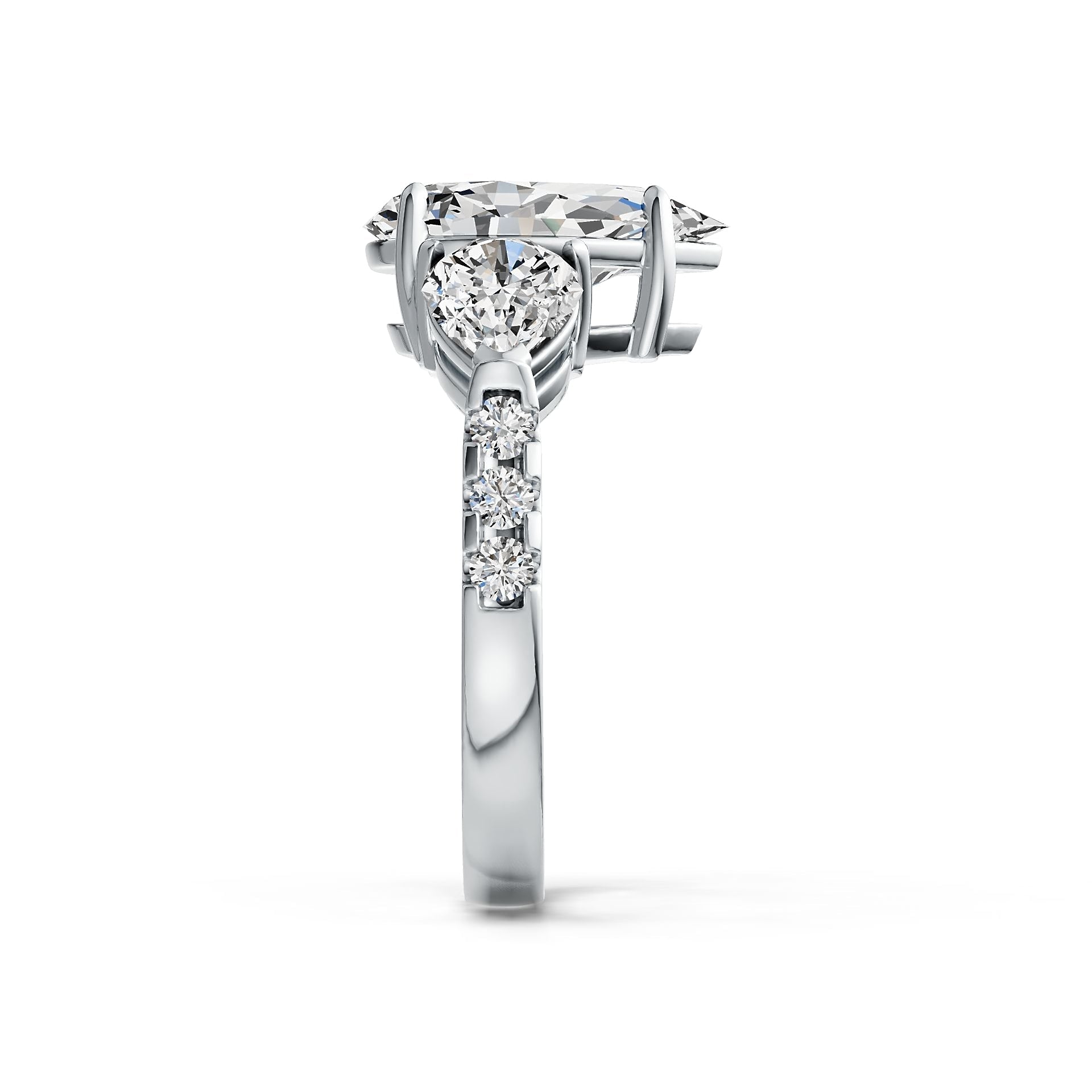 10K Gold Semi Mount Ring Setting Pear PE 12X8mm PE 7X5mm Moissanite Accent DHJ