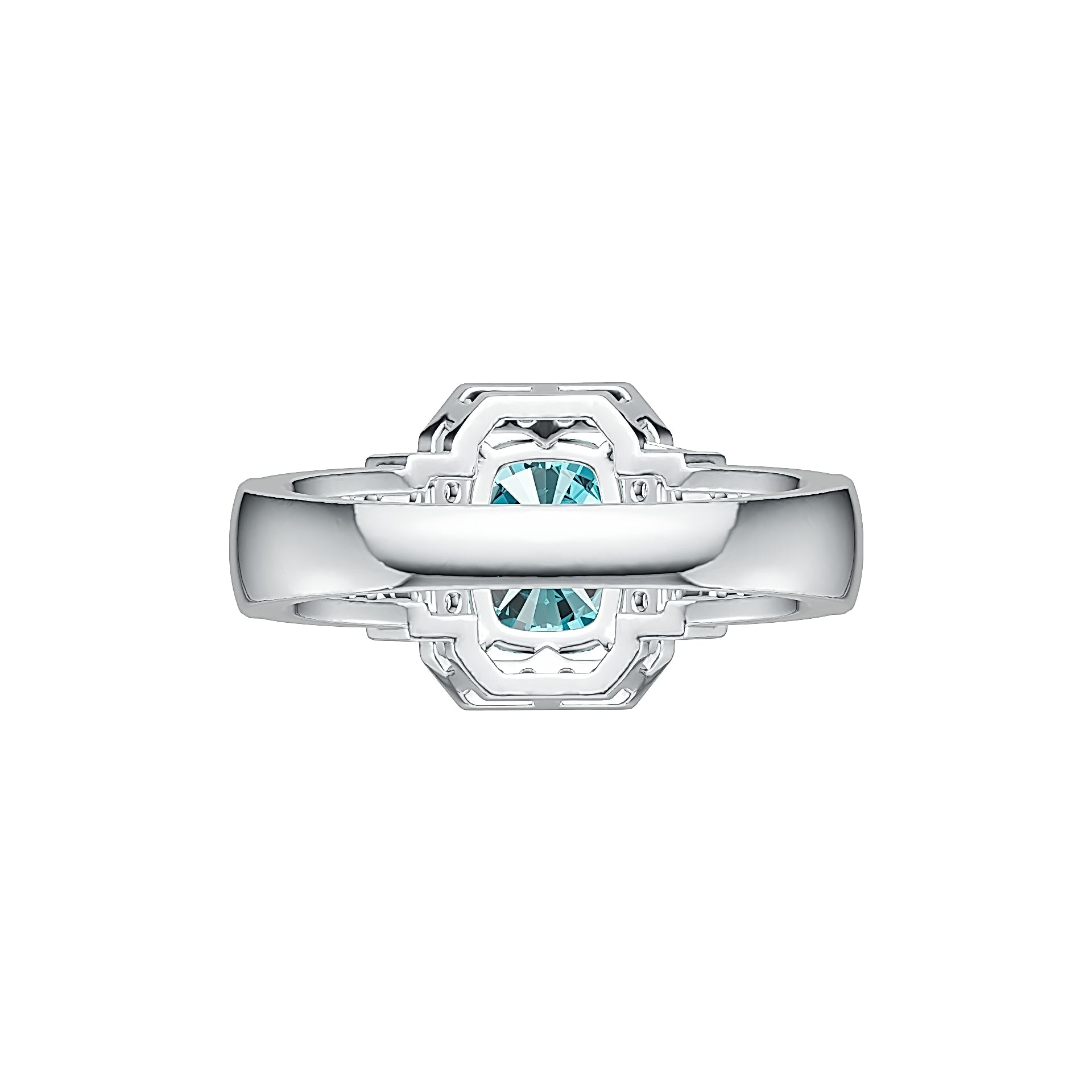 Sterling Silver Semi Mount Ring Setting Cushion CU 8X6mm with White Topaz DHJ