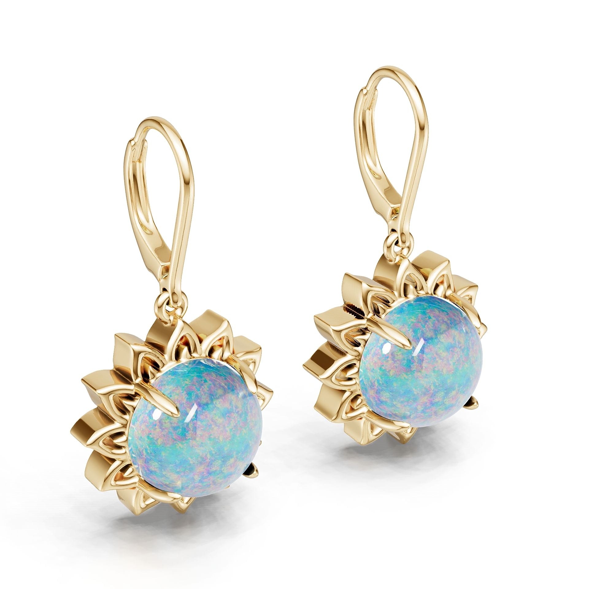 18K Gold Semi Mount Earrings Setting Round Ro 10x10mm Syz Jewelry