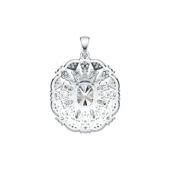 18K Gold Semi Mount Pendant Setting Cushion CU 10X8mm Diamond Accent DHJ