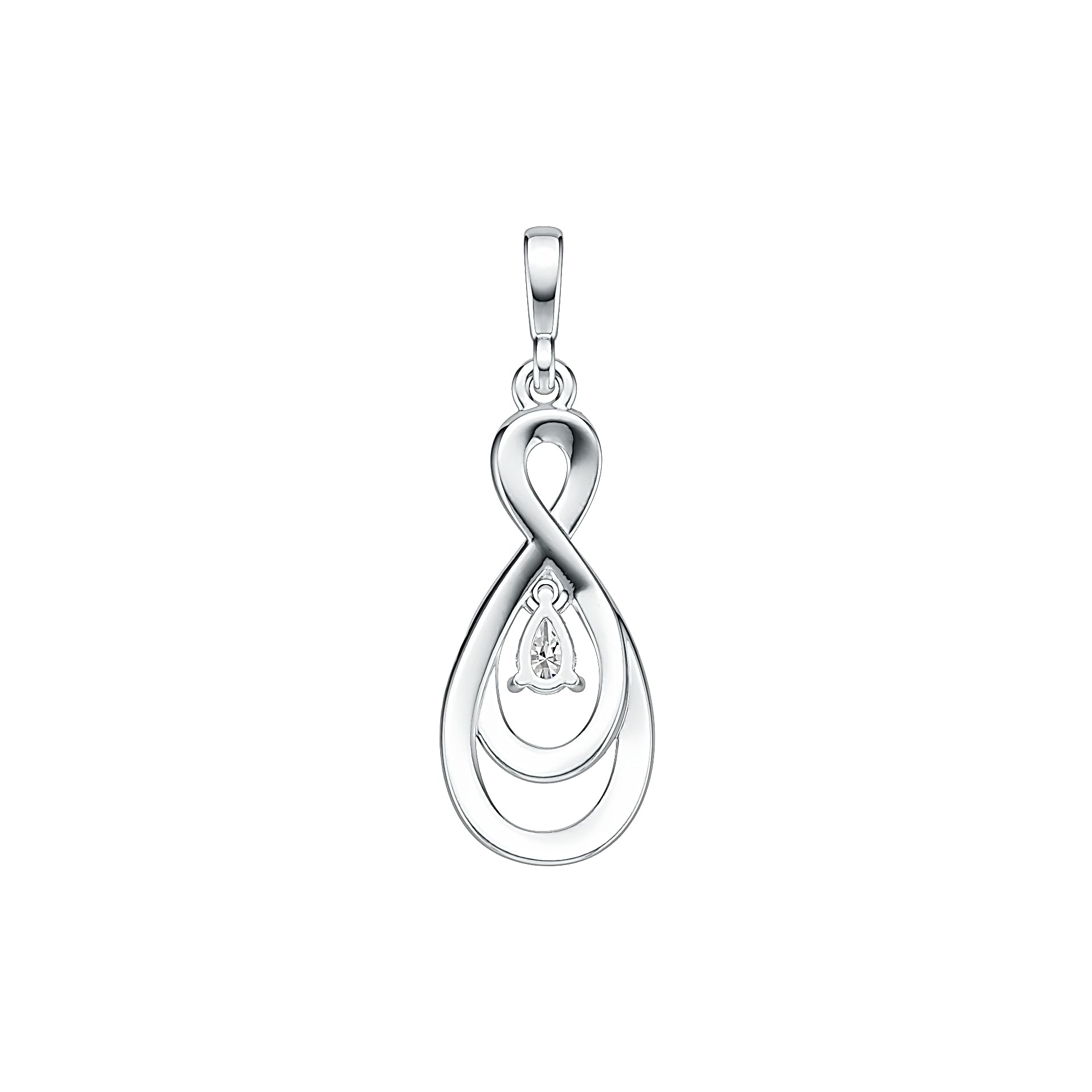 Sterling Silver Semi Mount Pendant Setting Pear PE 5X3mm with White Topaz DHJ