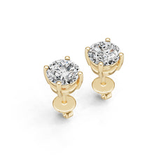 18K Gold Semi Mount Earrings Setting Round Ro 6x6mm Diamond Accent Syz Jewelry